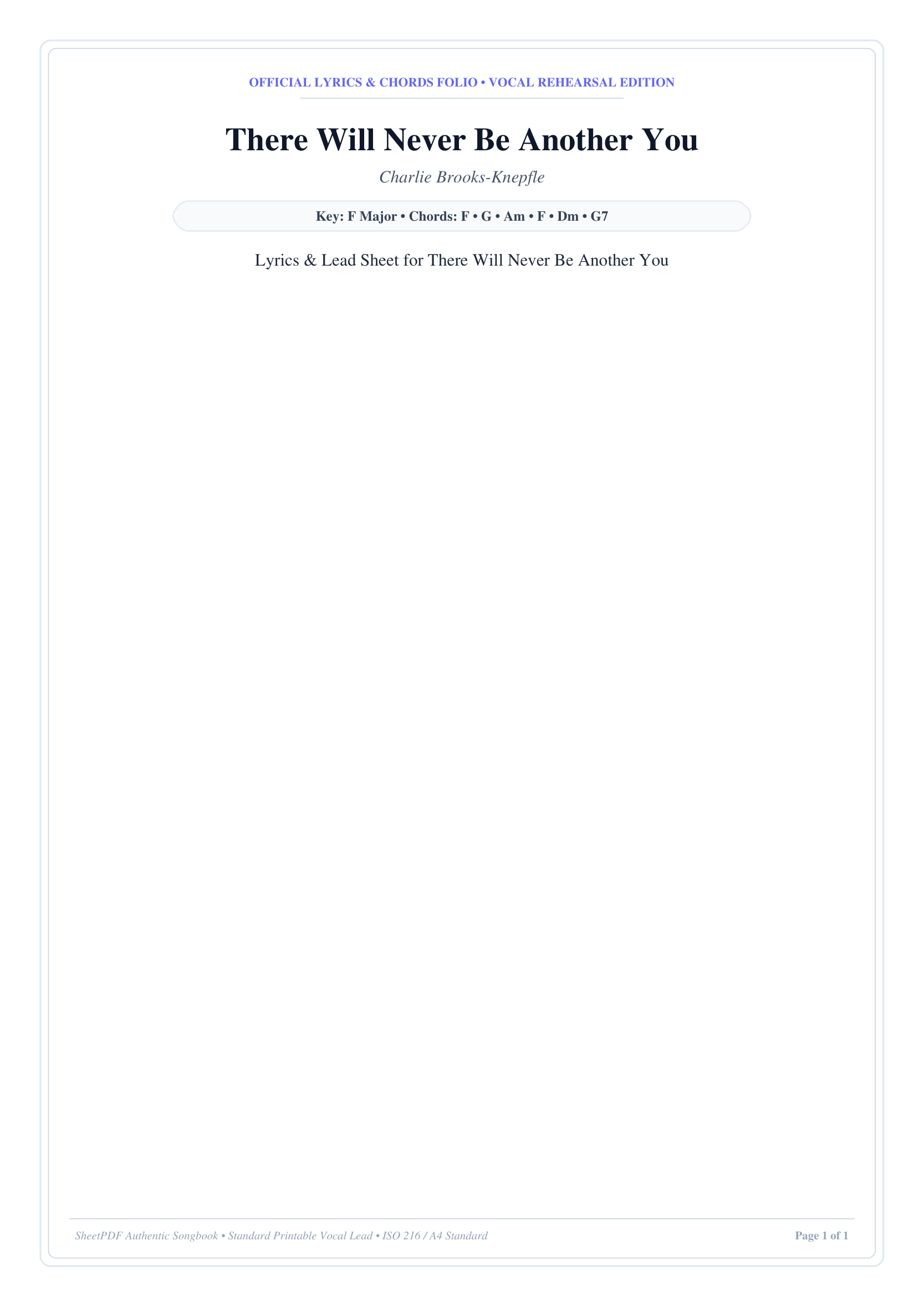 There Will Never Be Another You Piano Sheet Music Score Page 1