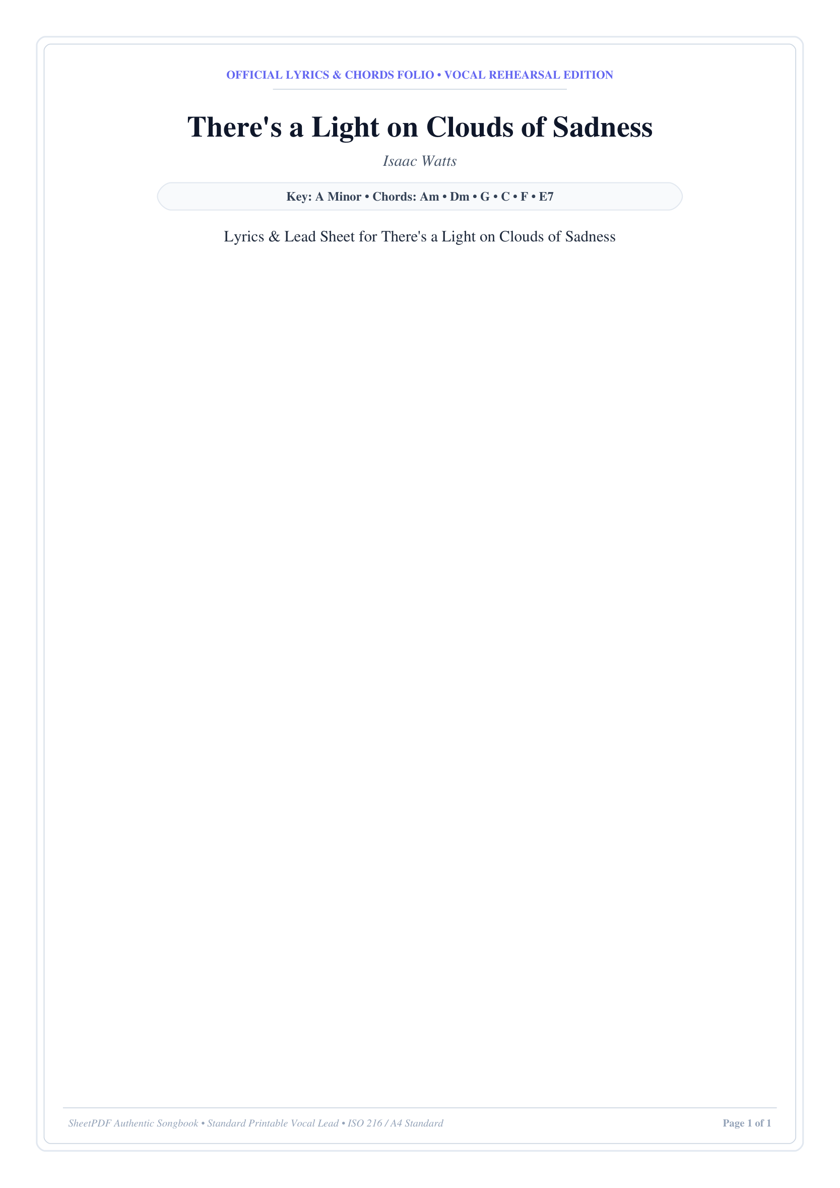 There's a Light on Clouds of Sadness Piano Sheet Music Page 1 Free PDF