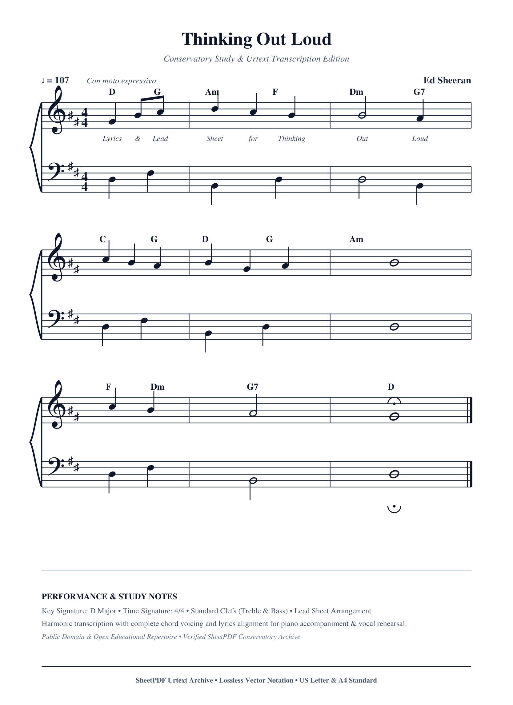 Thinking Out Loud Piano Sheet Music Page 1 Free PDF