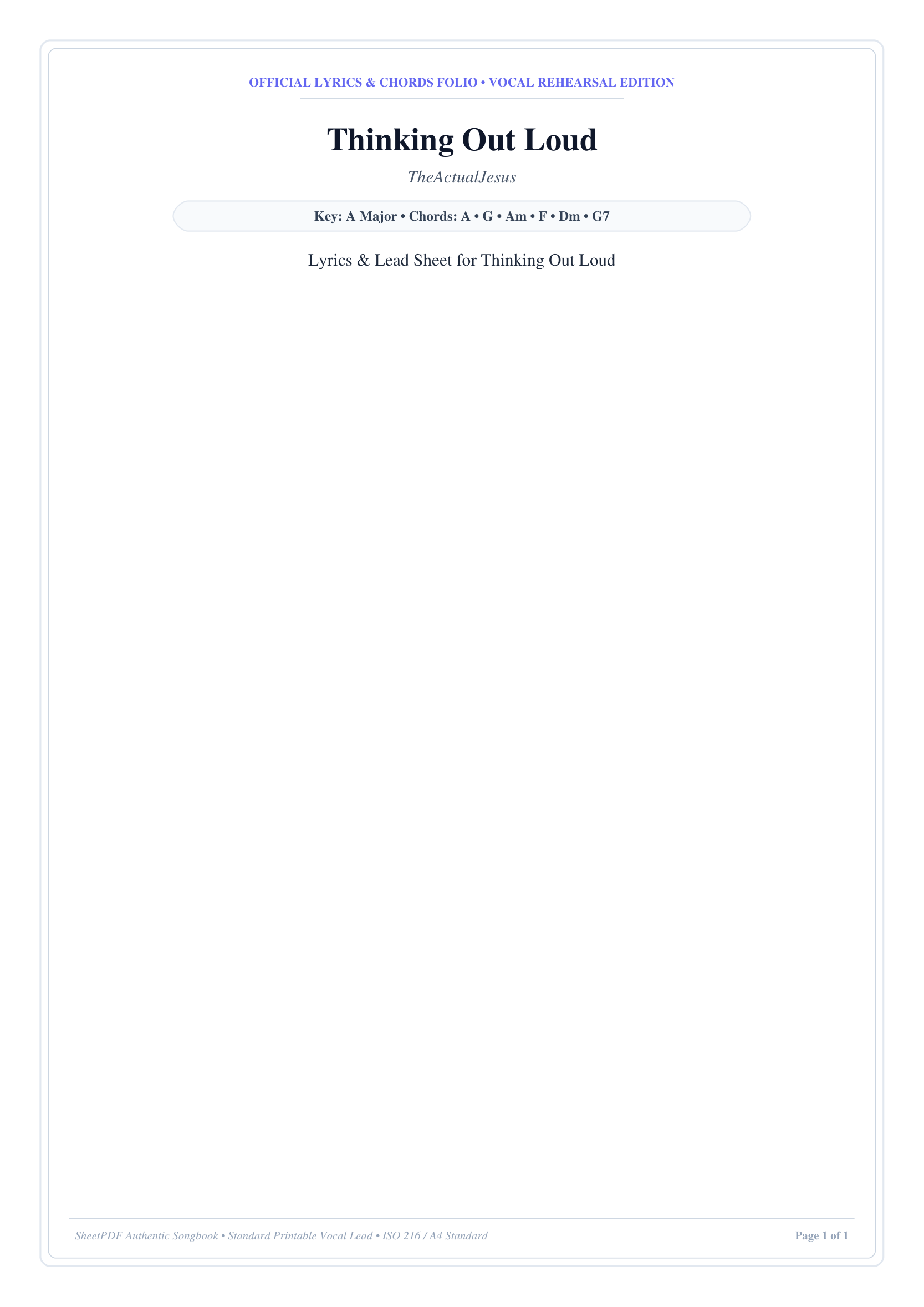 Thinking Out Loud Piano Sheet Music Page 1 Free PDF