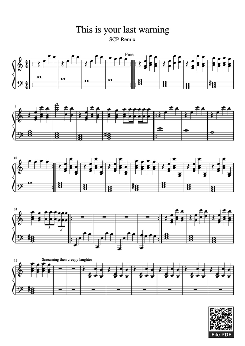 This is your last warning Piano Sheet Music Page 1 Free PDF