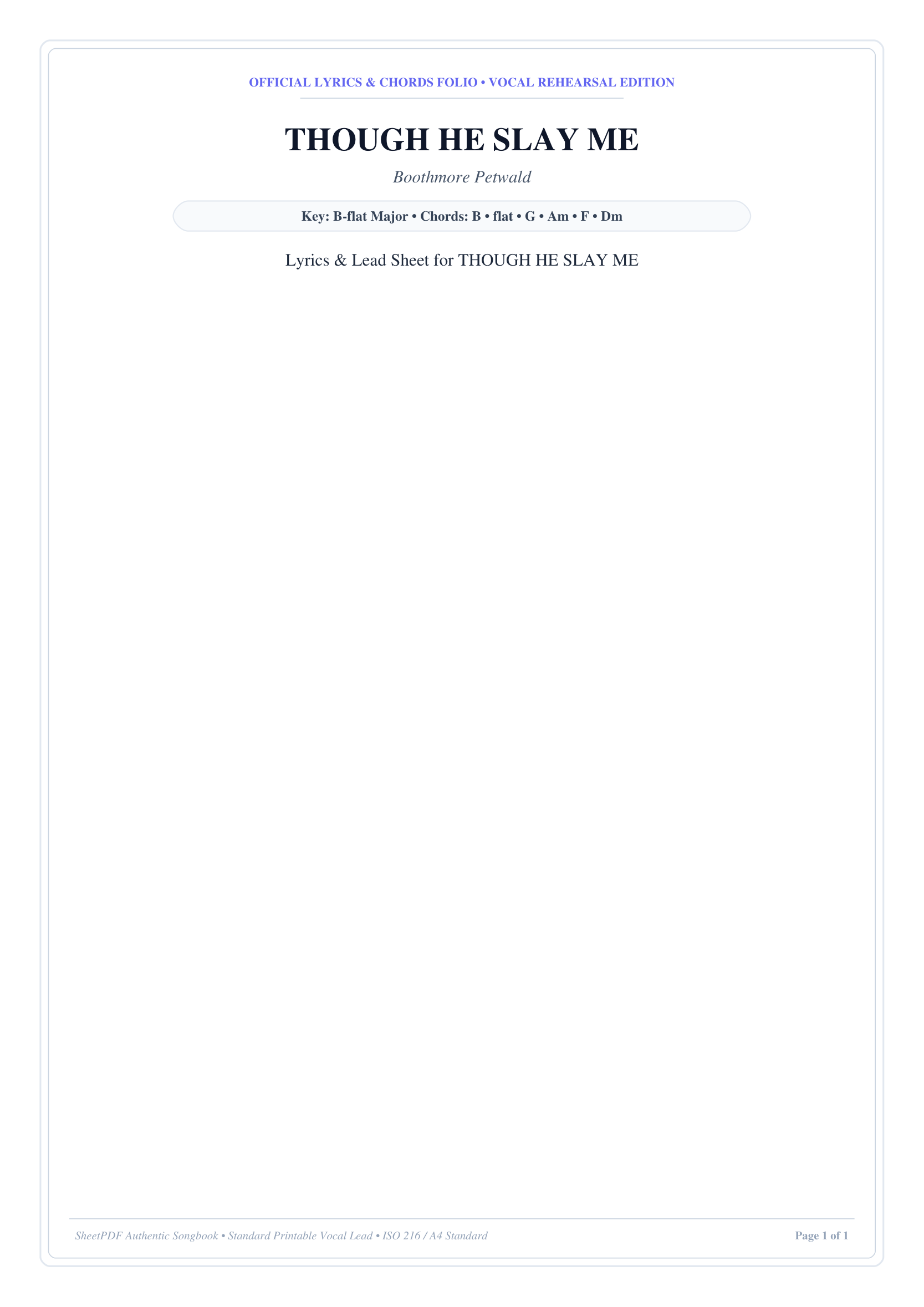 THOUGH HE SLAY ME Piano Sheet Music Page 1 Free PDF