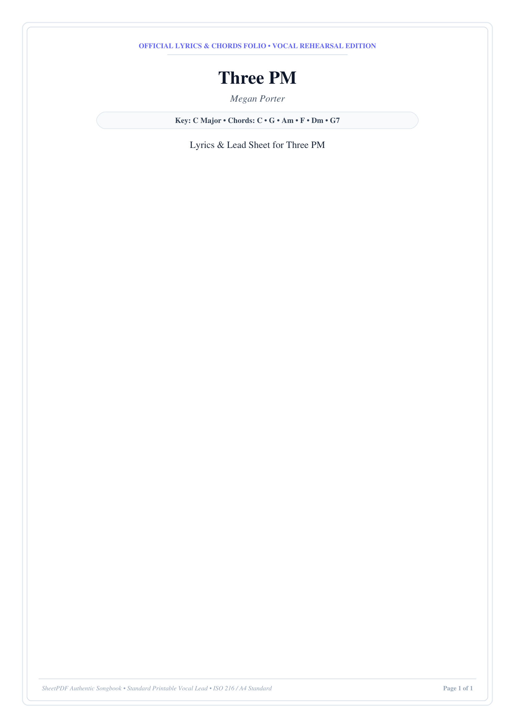 Three PM Piano Sheet Music Page 1 Free PDF