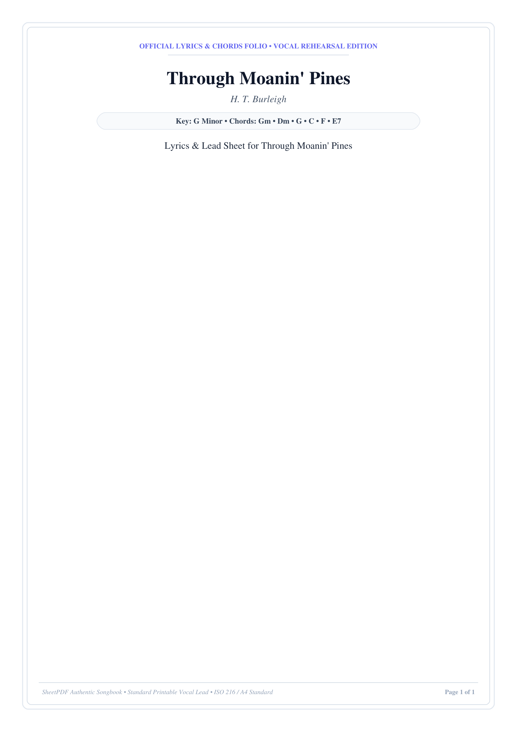 Through Moanin' Pines Lyrics & Chords Folio