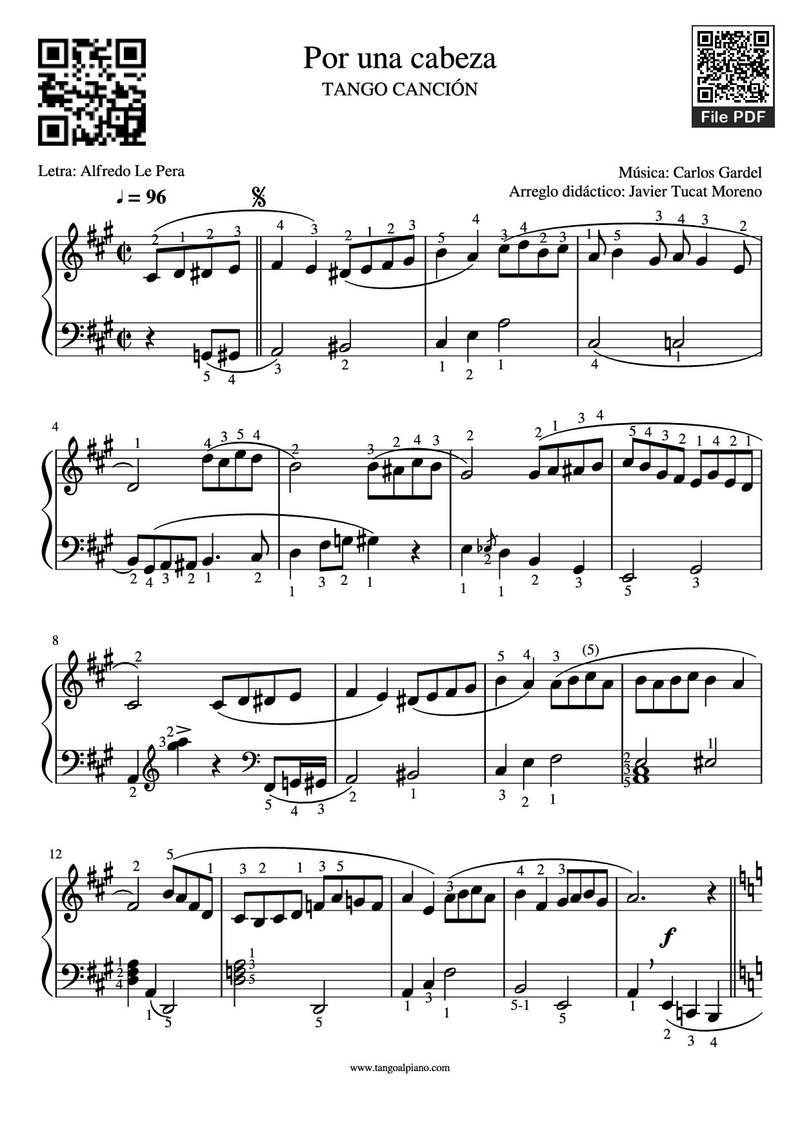 Tico Tico Piano Sheet Music Score Page 1
