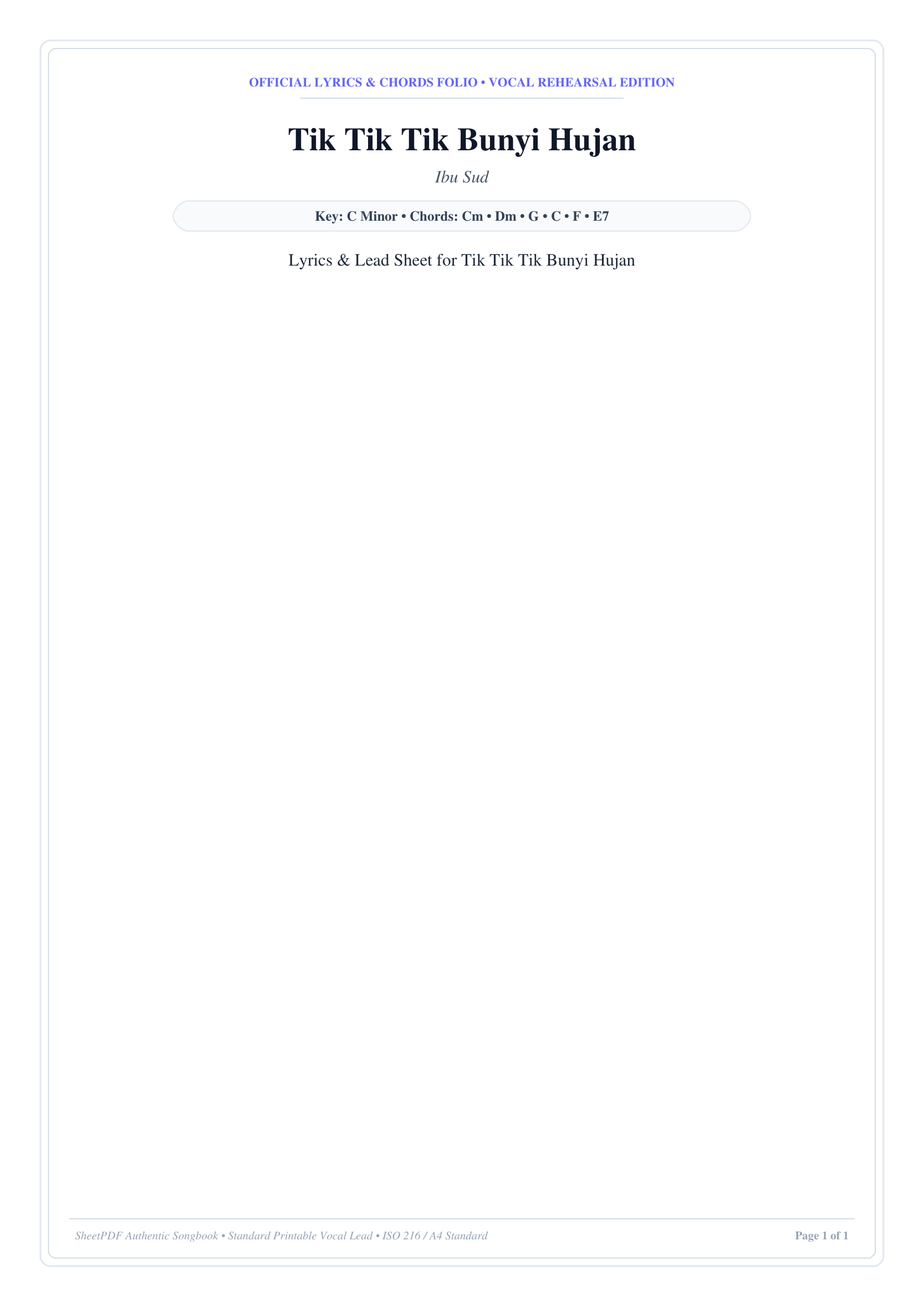 Tik Tik Tik Bunyi Hujan Piano Sheet Music Page 1 Free PDF