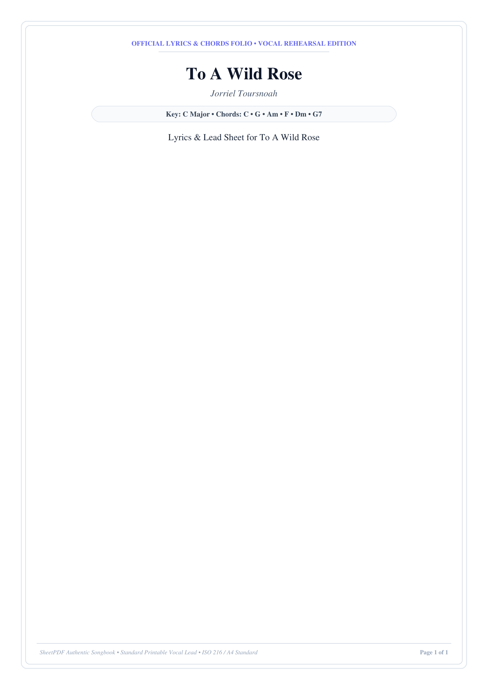 To A Wild Rose Piano Sheet Music Page 1 Free PDF