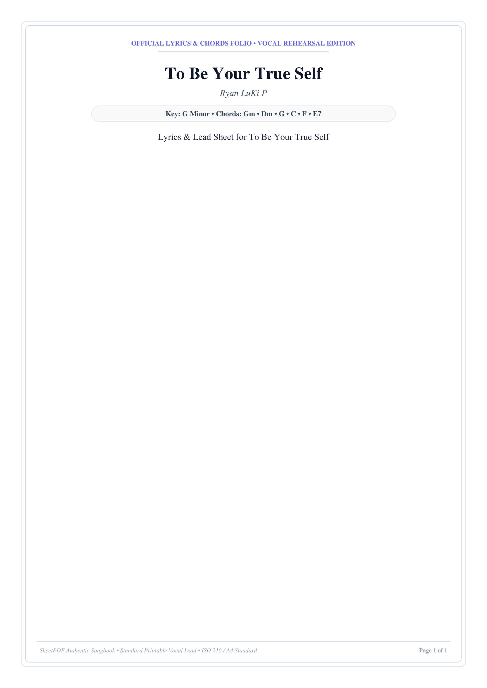 To Be Your True Self Piano Sheet Music Page 1 Free PDF