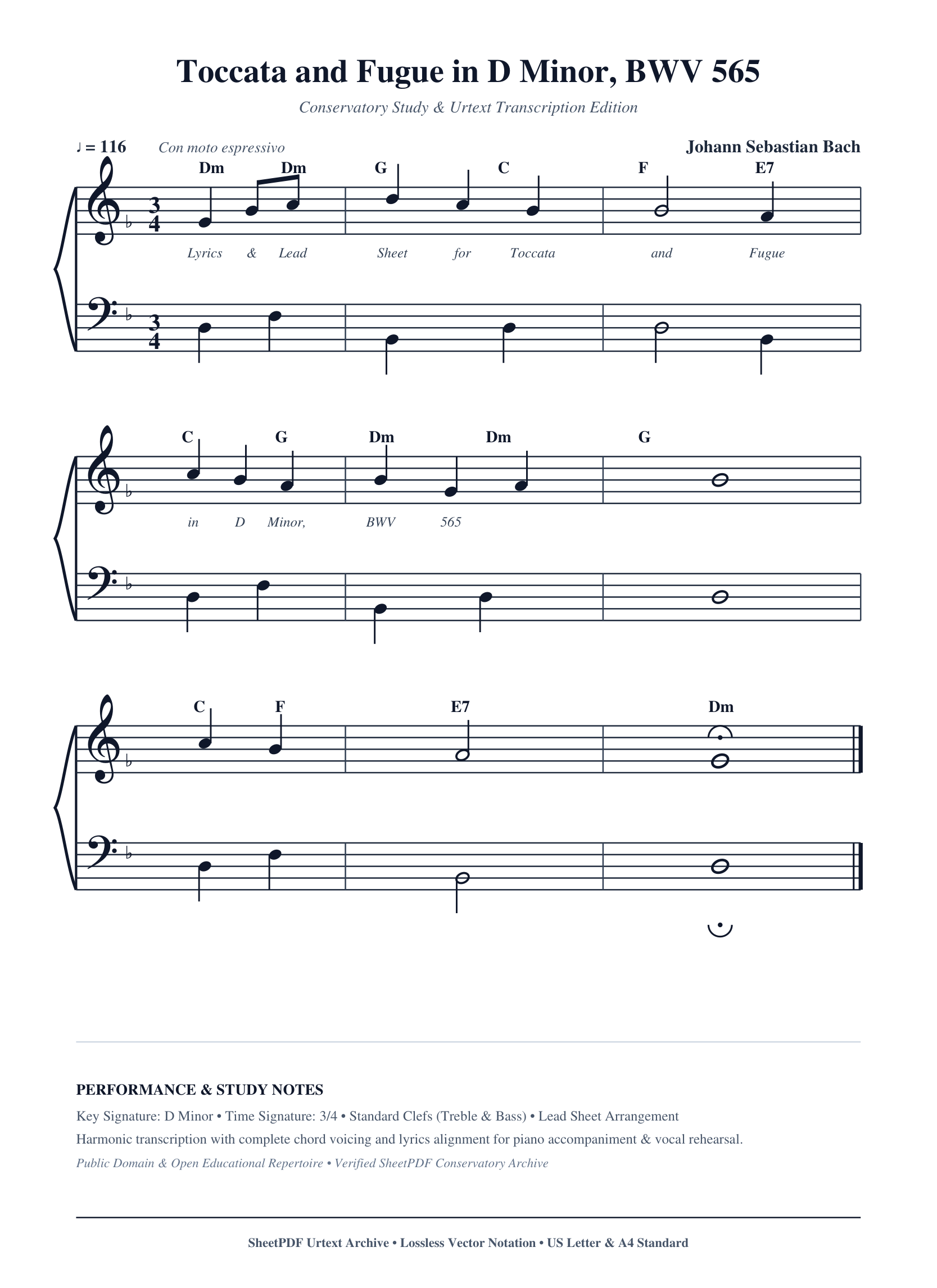 Toccata and Fugue in D Minor, BWV 565 Piano Sheet Music Page 1 Free PDF