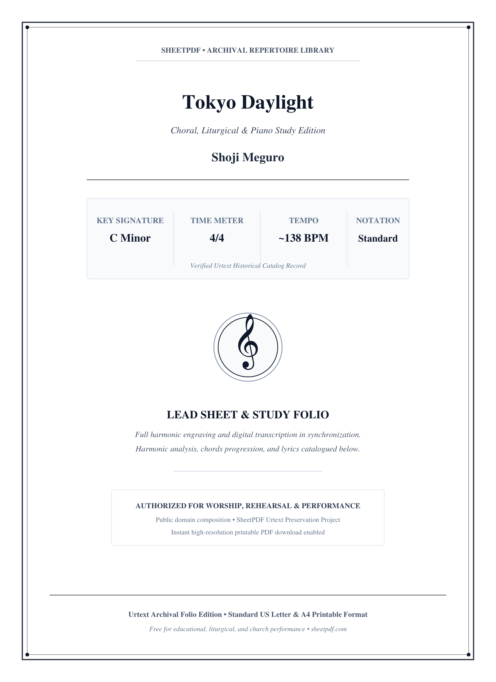 Tokyo Daylight Piano Sheet Music Page 1 Free PDF