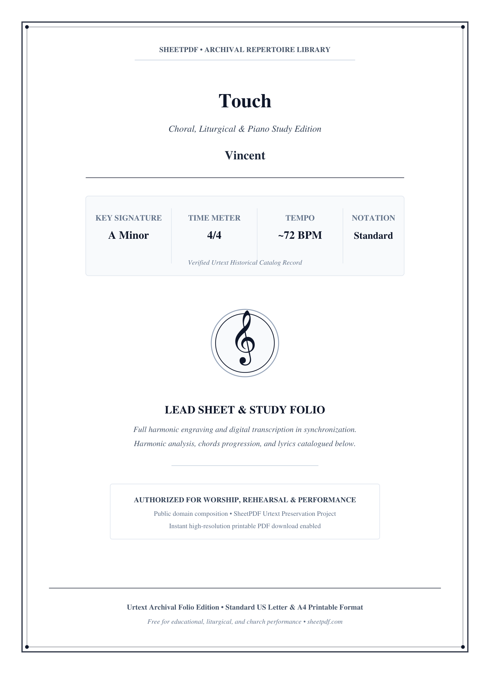 Touch Piano Sheet Music Score Page 1