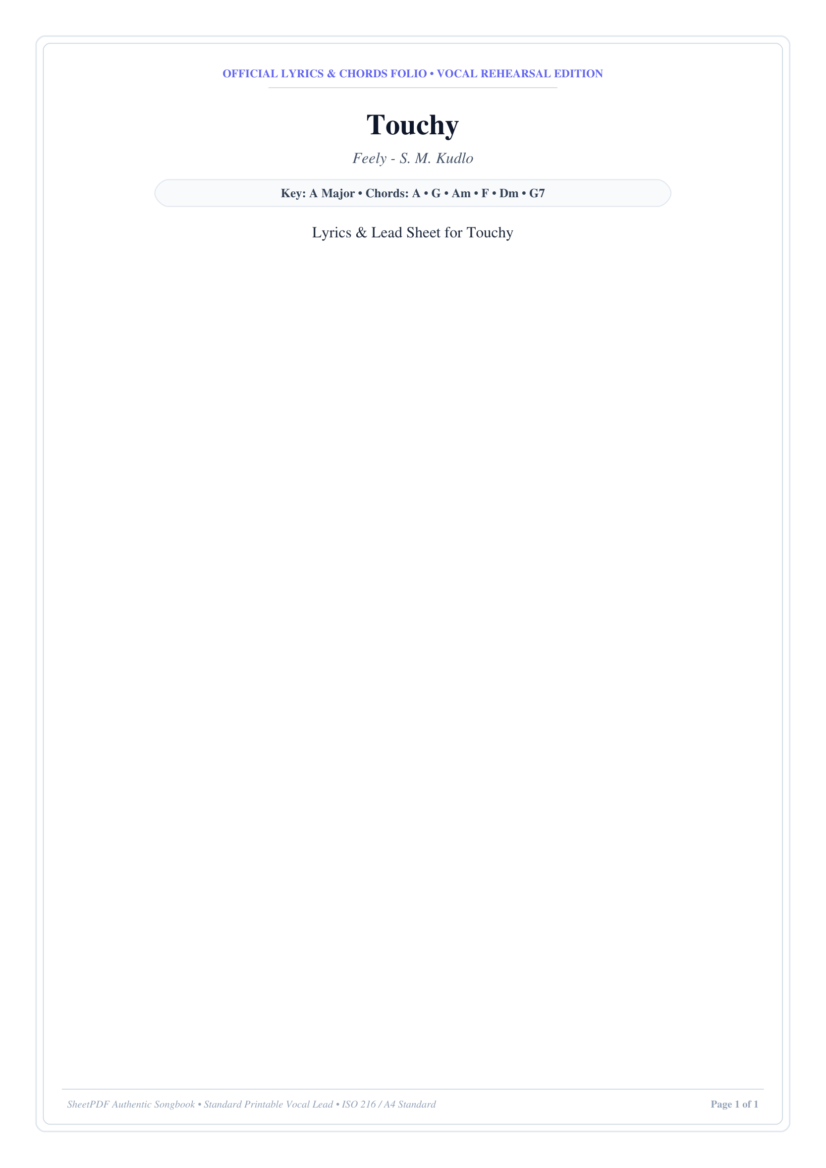 Touchy Lyrics & Chords Folio