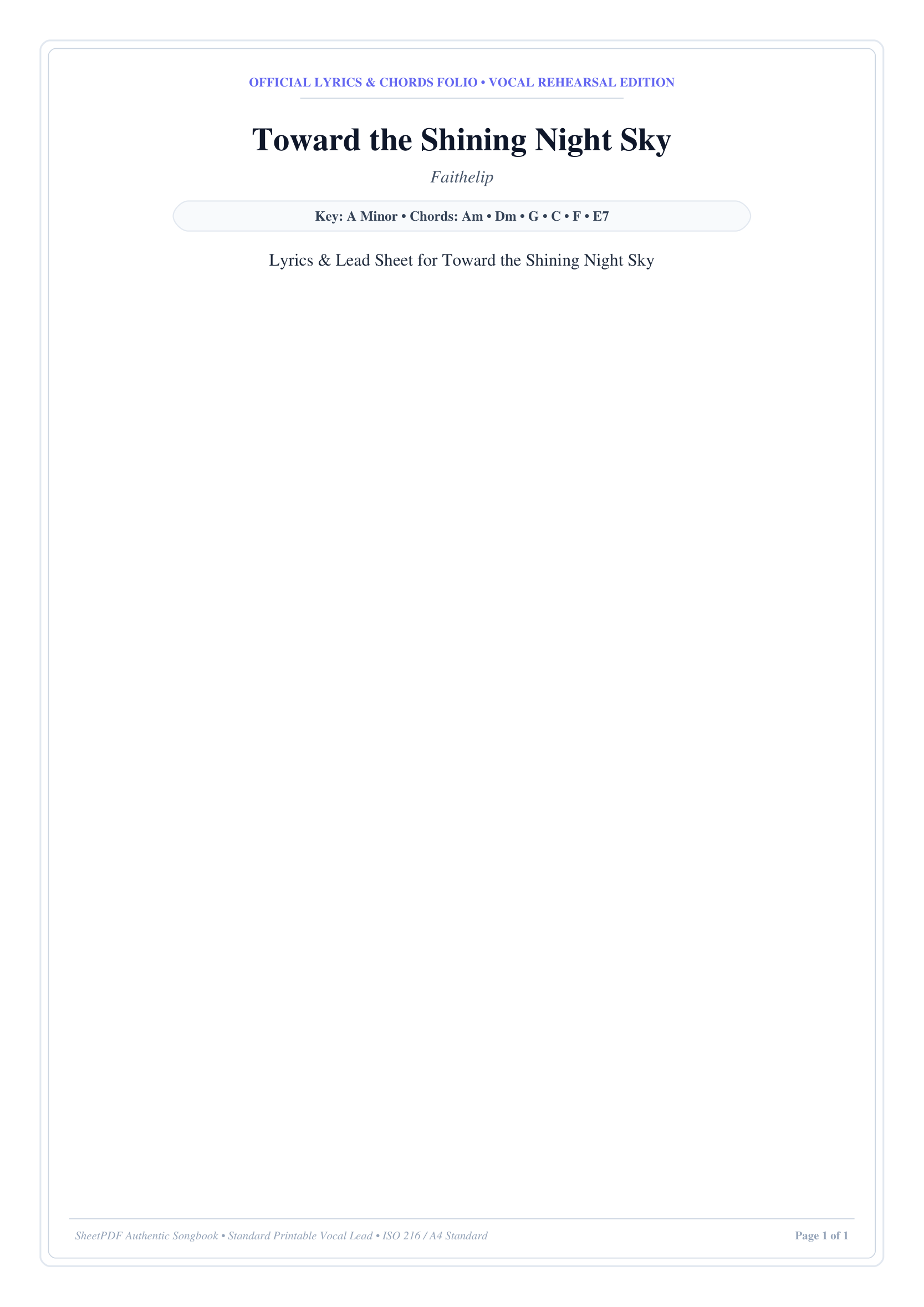 Toward the Shining Night Sky Piano Sheet Music Page 1 Free PDF