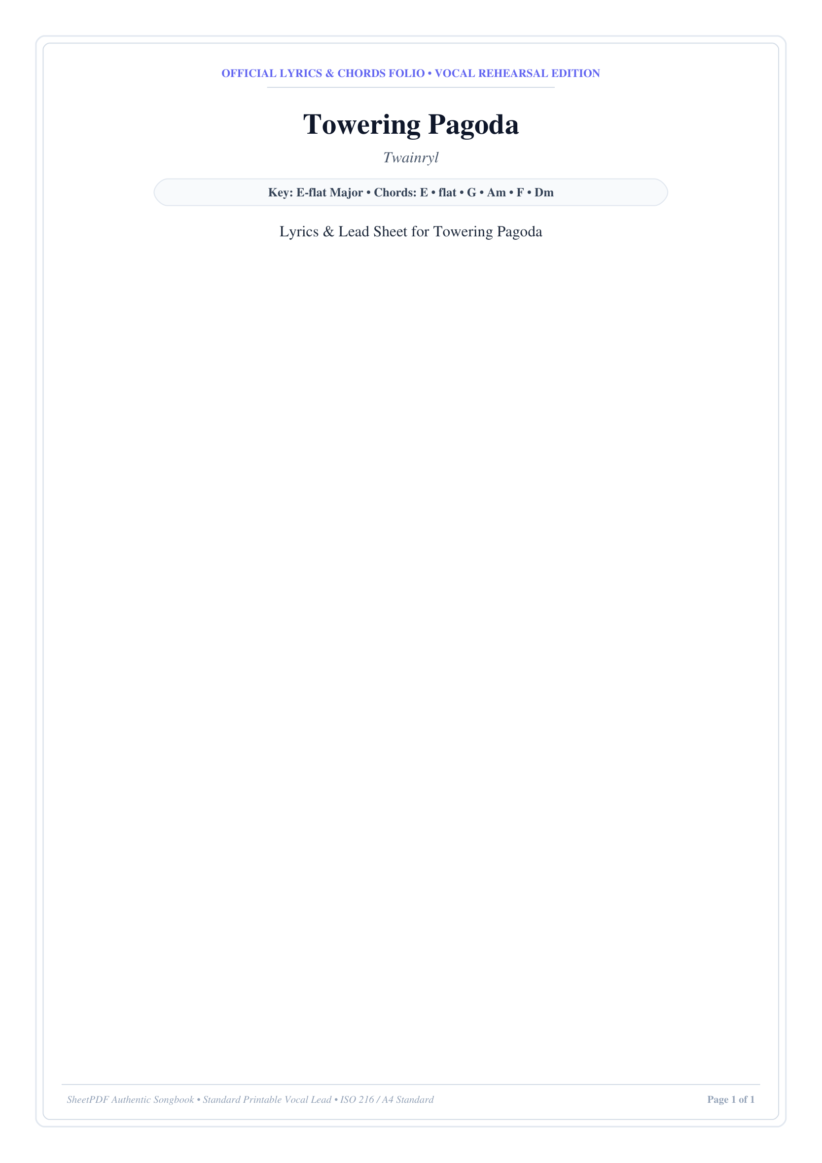 Towering Pagoda Piano Sheet Music Page 1 Free PDF