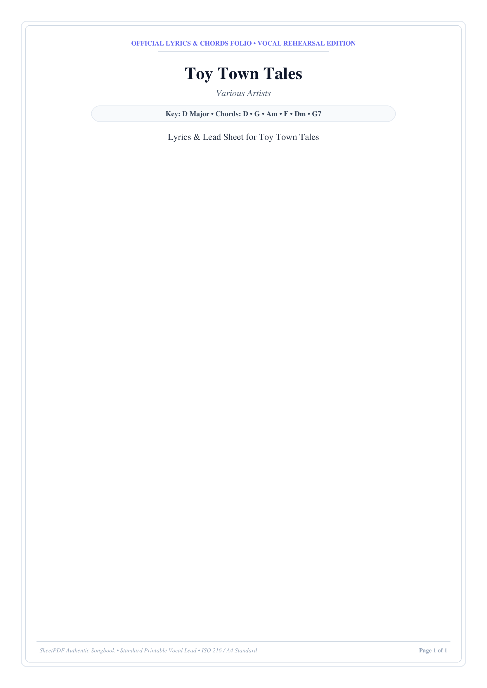 Toy Town Tales Lyrics & Chords Folio