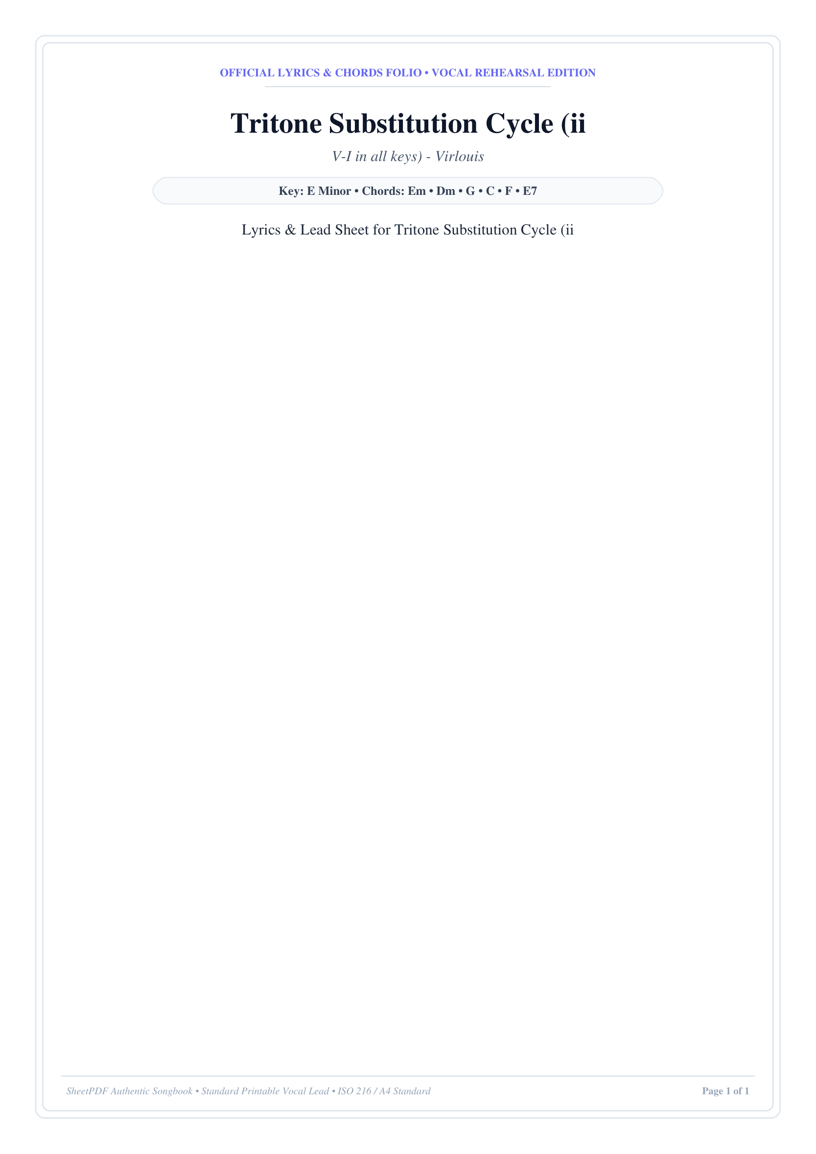 Tritone Substitution Cycle (ii Piano Sheet Music Page 1 Free PDF