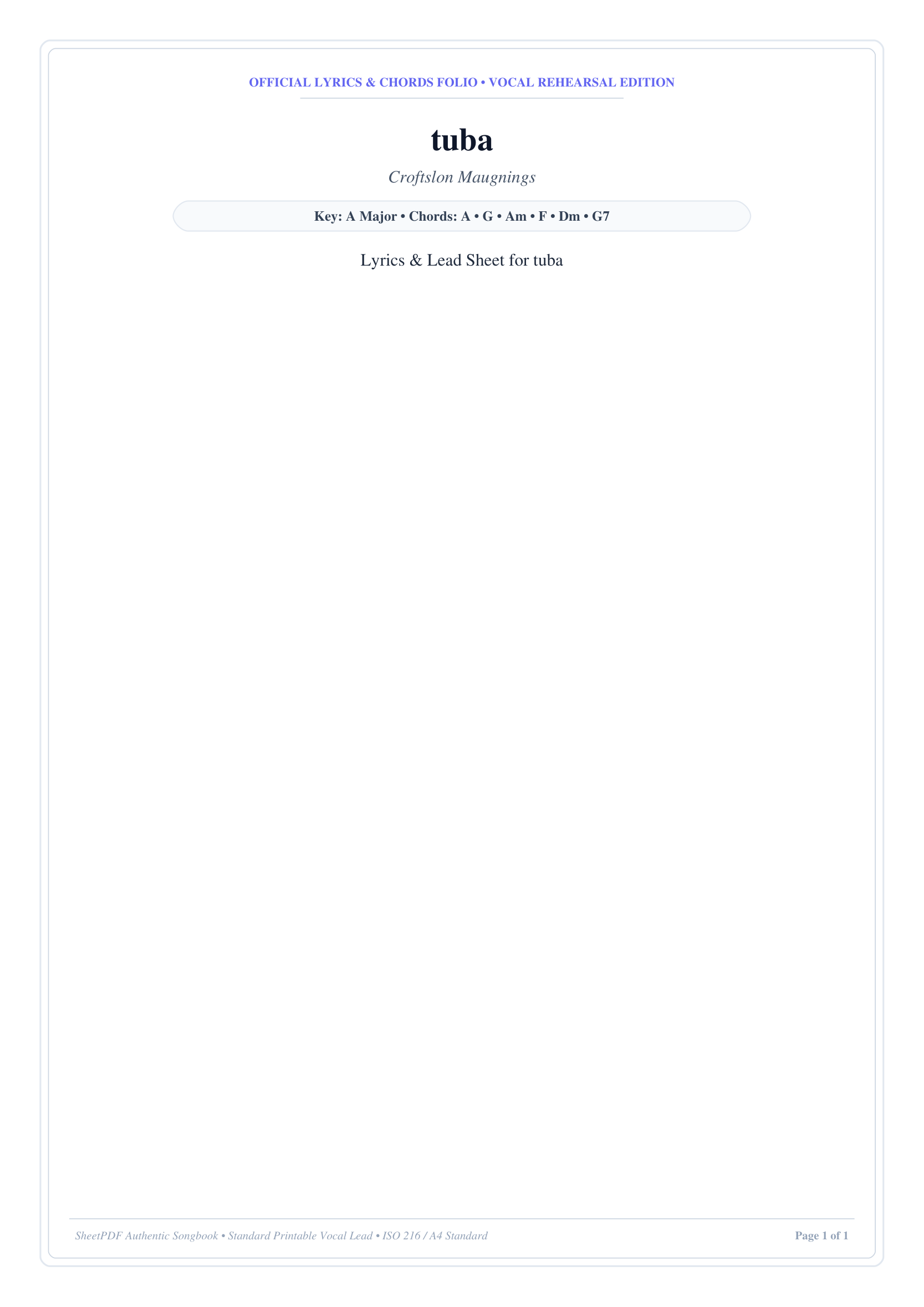tuba Lyrics & Chords Folio