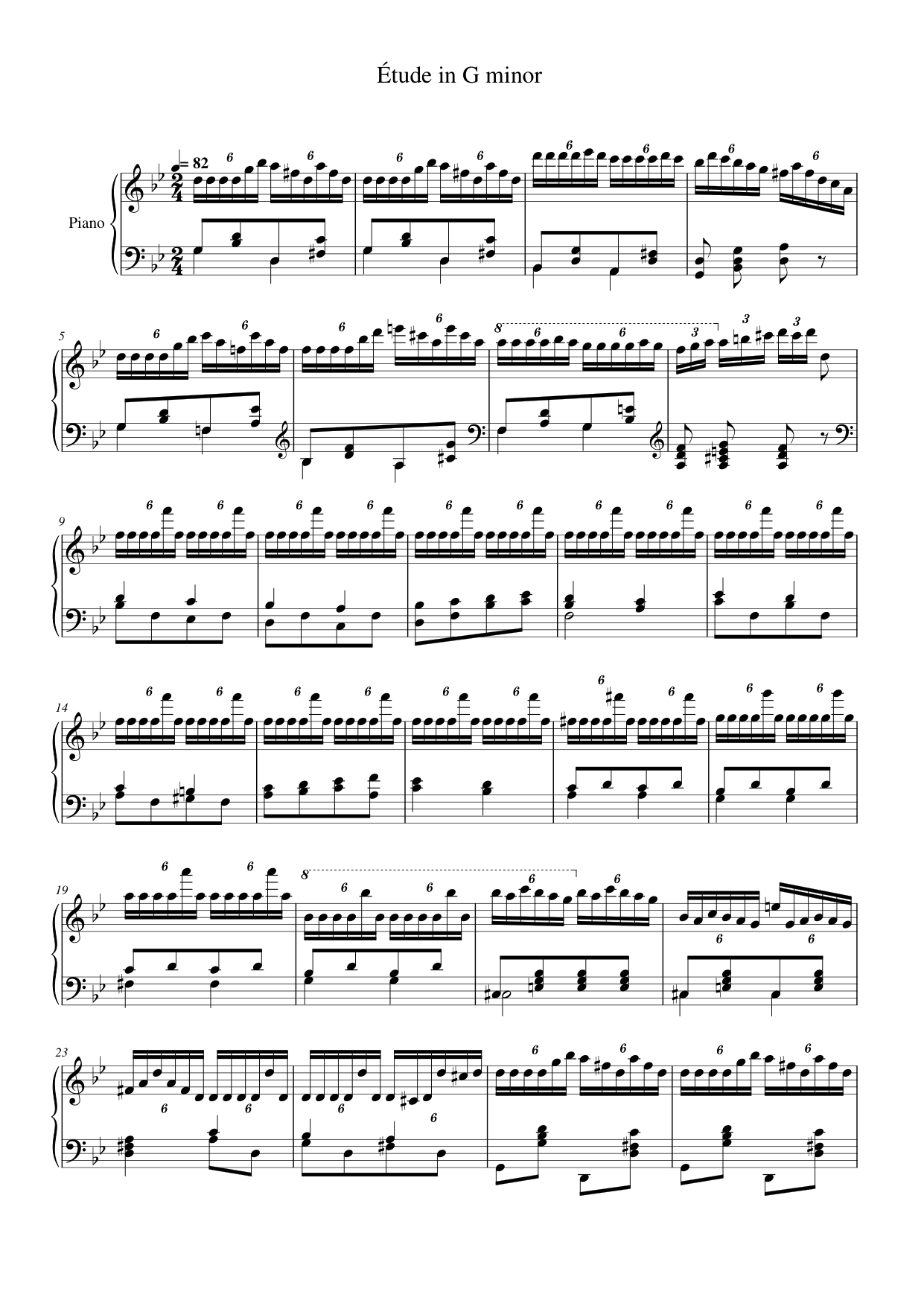 Étude in G minor Piano Sheet Music Page 1 Free PDF