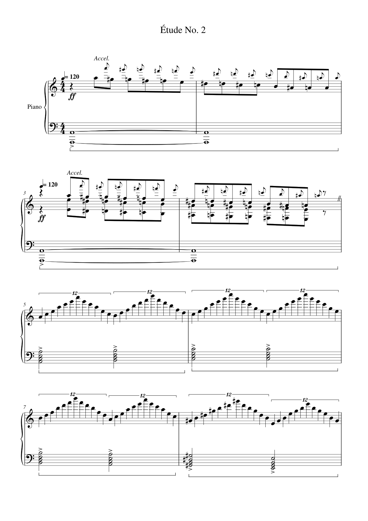 Étude No. 2 Piano Sheet Music Score Page 1