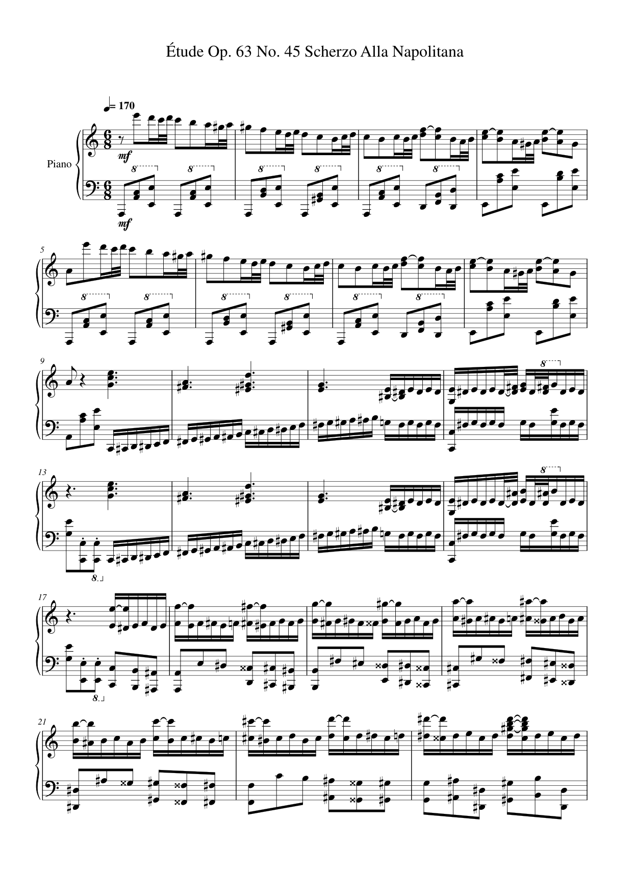 Étude Op. 63 No. 45 Scherzo Alla Napolitana Piano Sheet Music Page 1 Free PDF