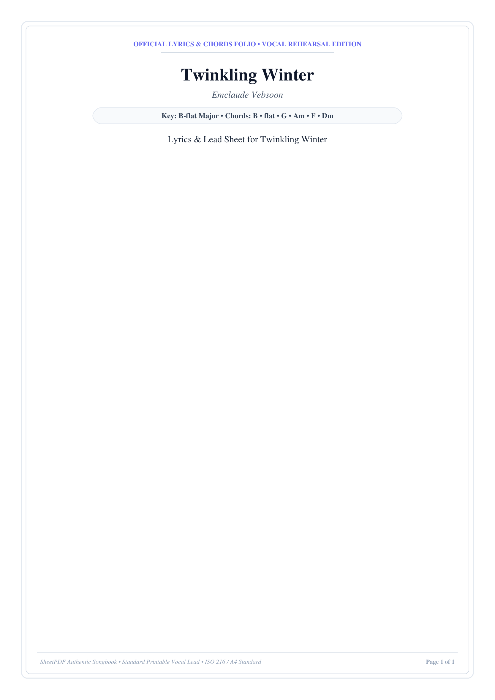 Twinkling Winter Lyrics & Chords Folio