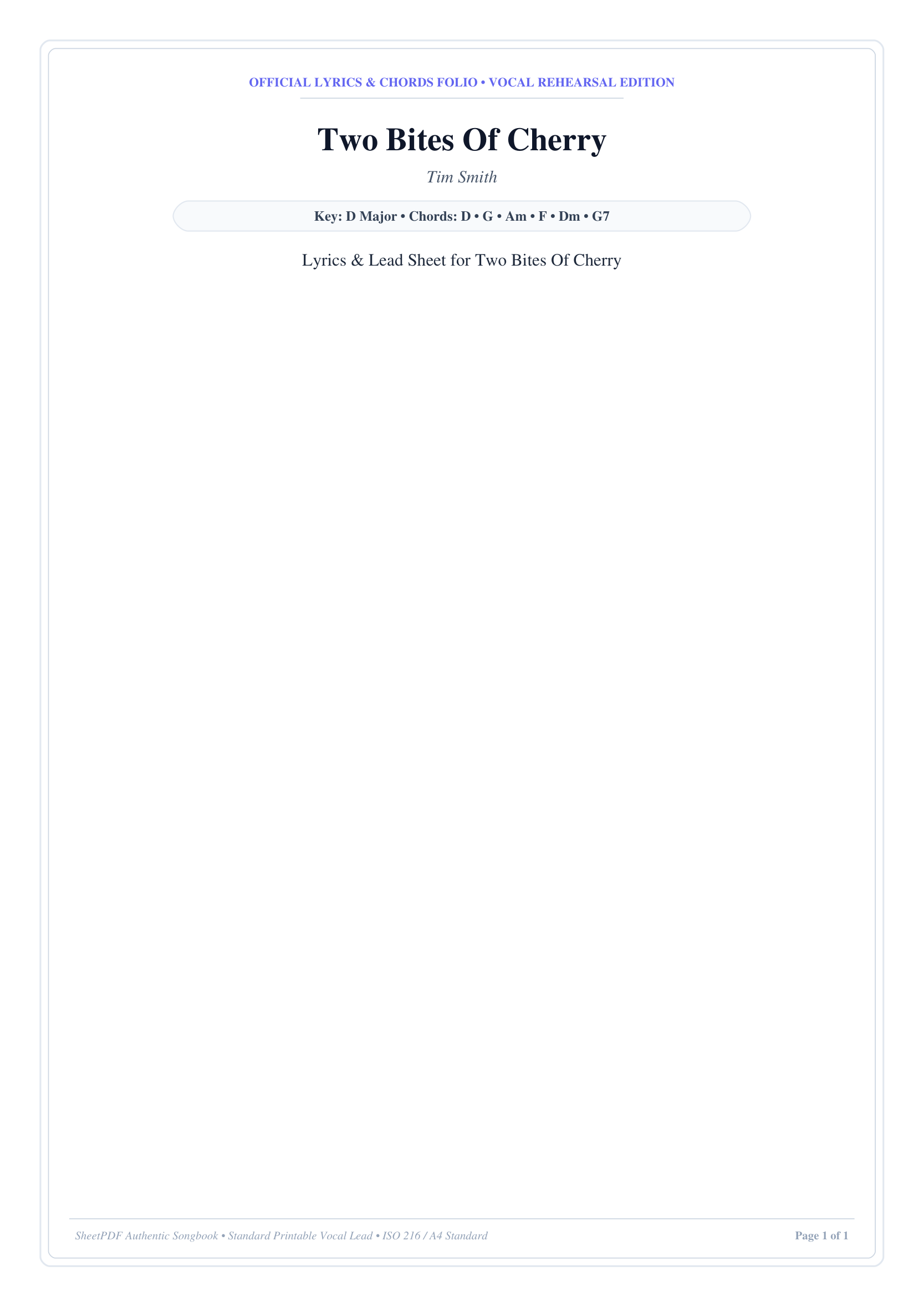 Two Bites Of Cherry Lyrics & Chords Folio