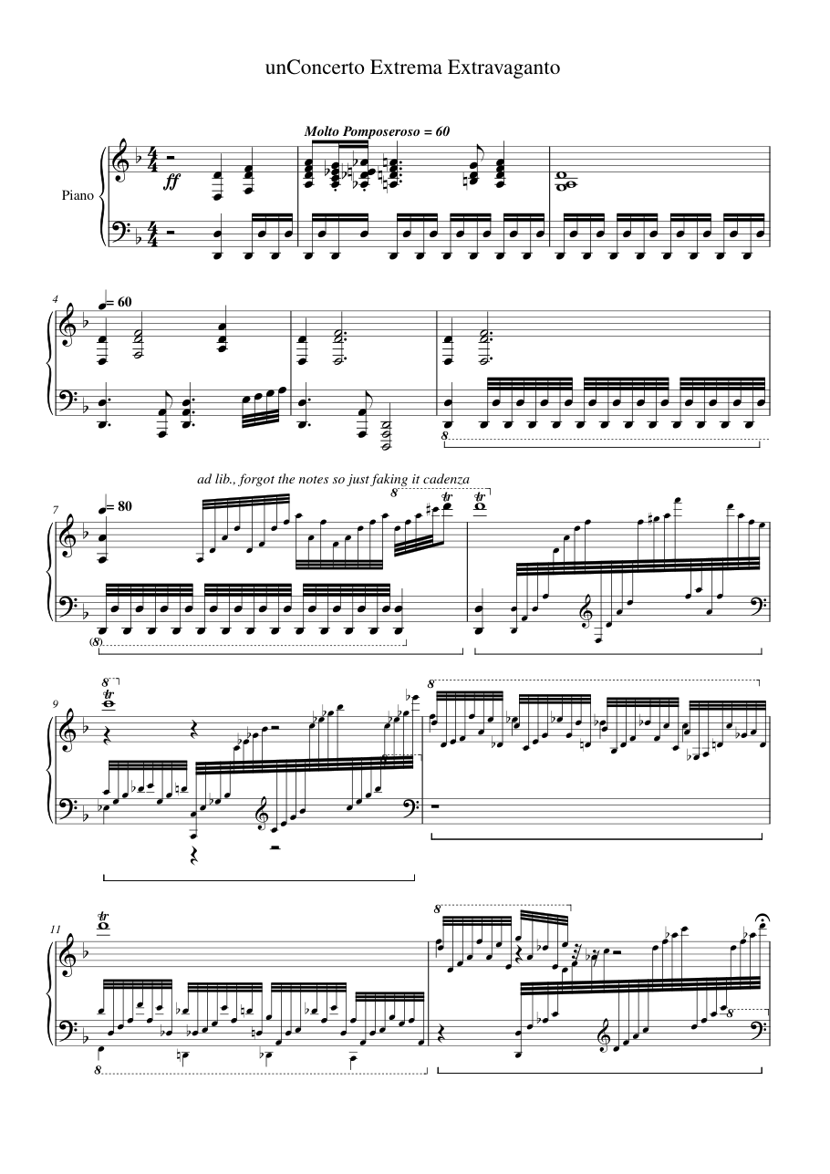 unConcerto Extrema Extravaganto Piano Sheet Music Page 1 Free PDF