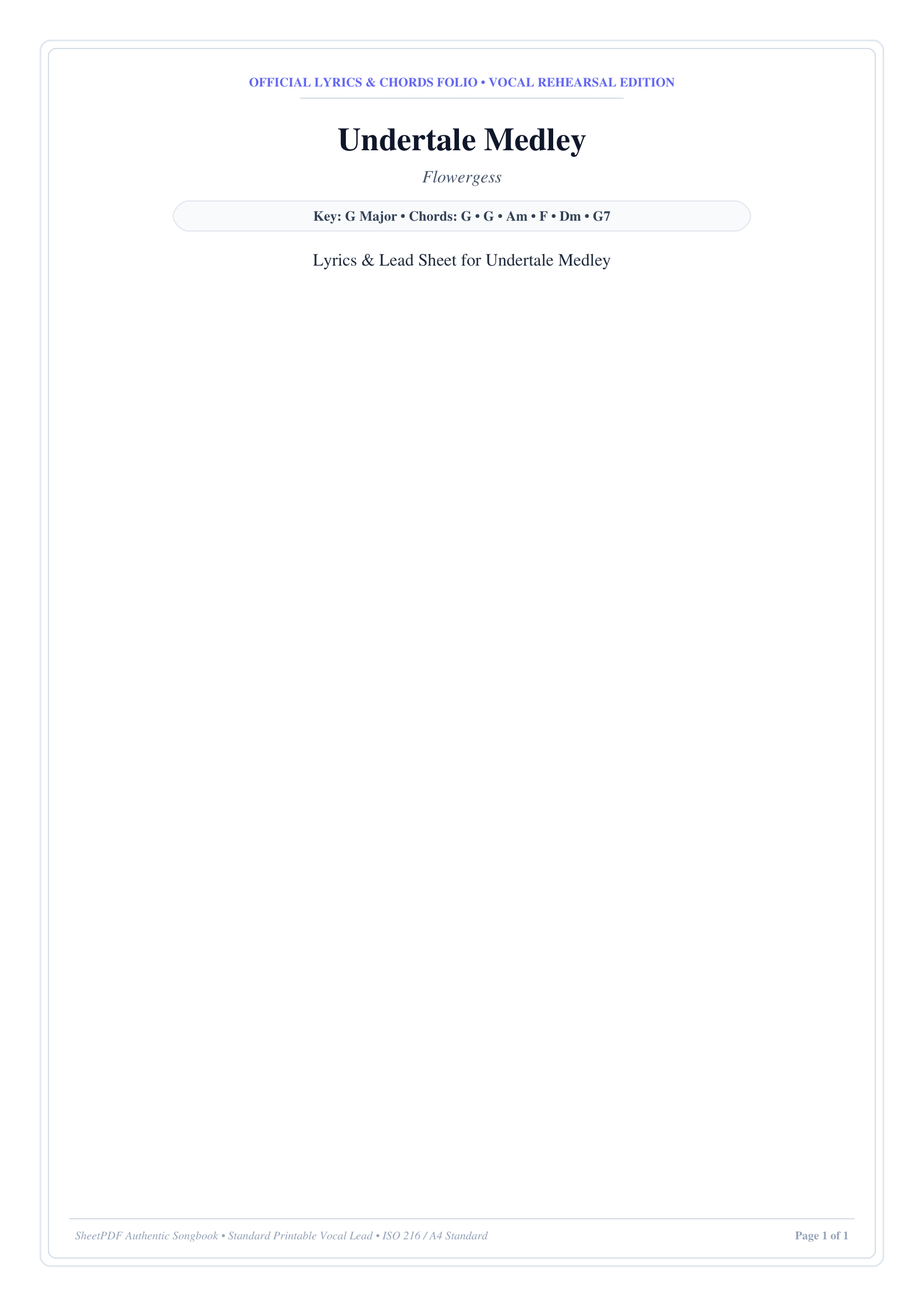 Undertale Medley Piano Sheet Music Page 1 Free PDF