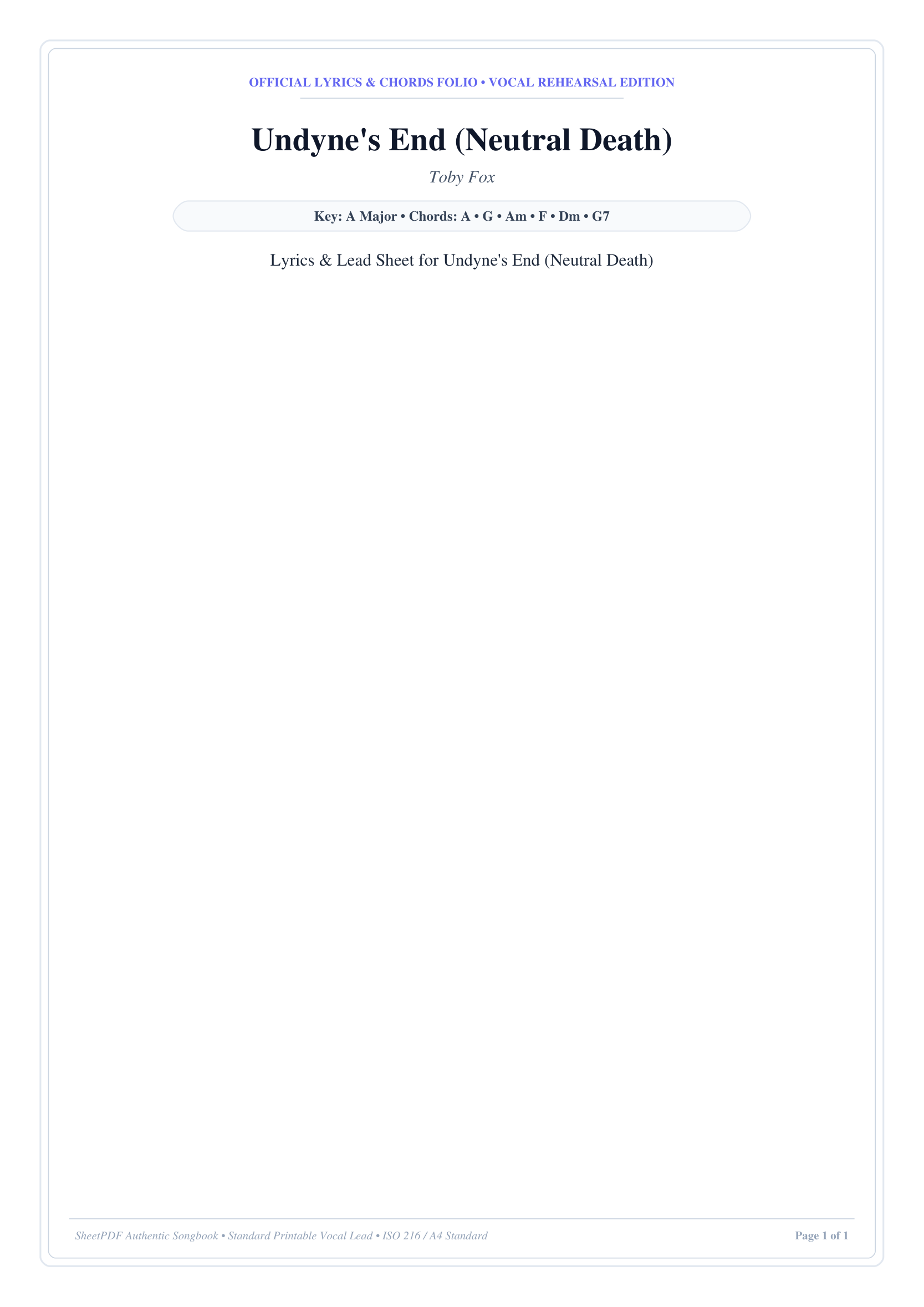 Undyne's End (Neutral Death) Piano Sheet Music Page 1 Free PDF