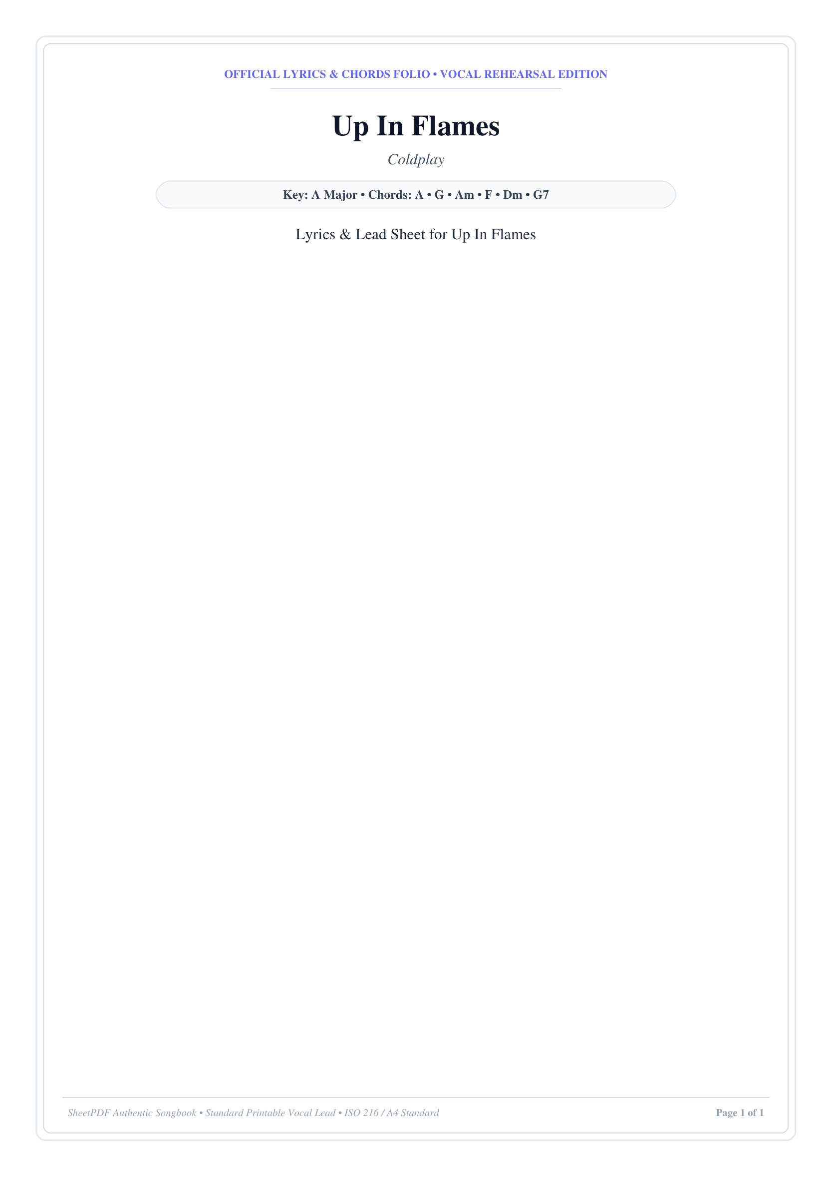 Up In Flames Piano Sheet Music Page 1 Free PDF