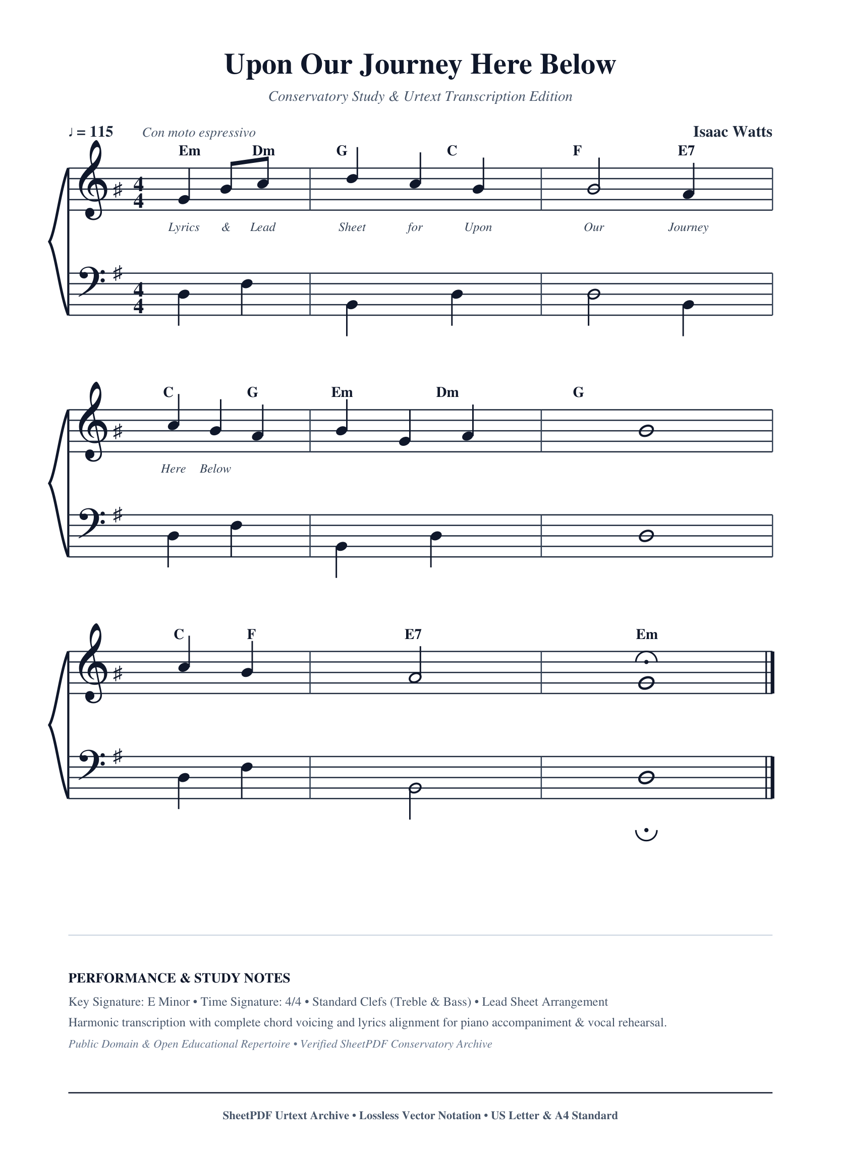 Upon Our Journey Here Below Piano Sheet Music Page 1 Free PDF