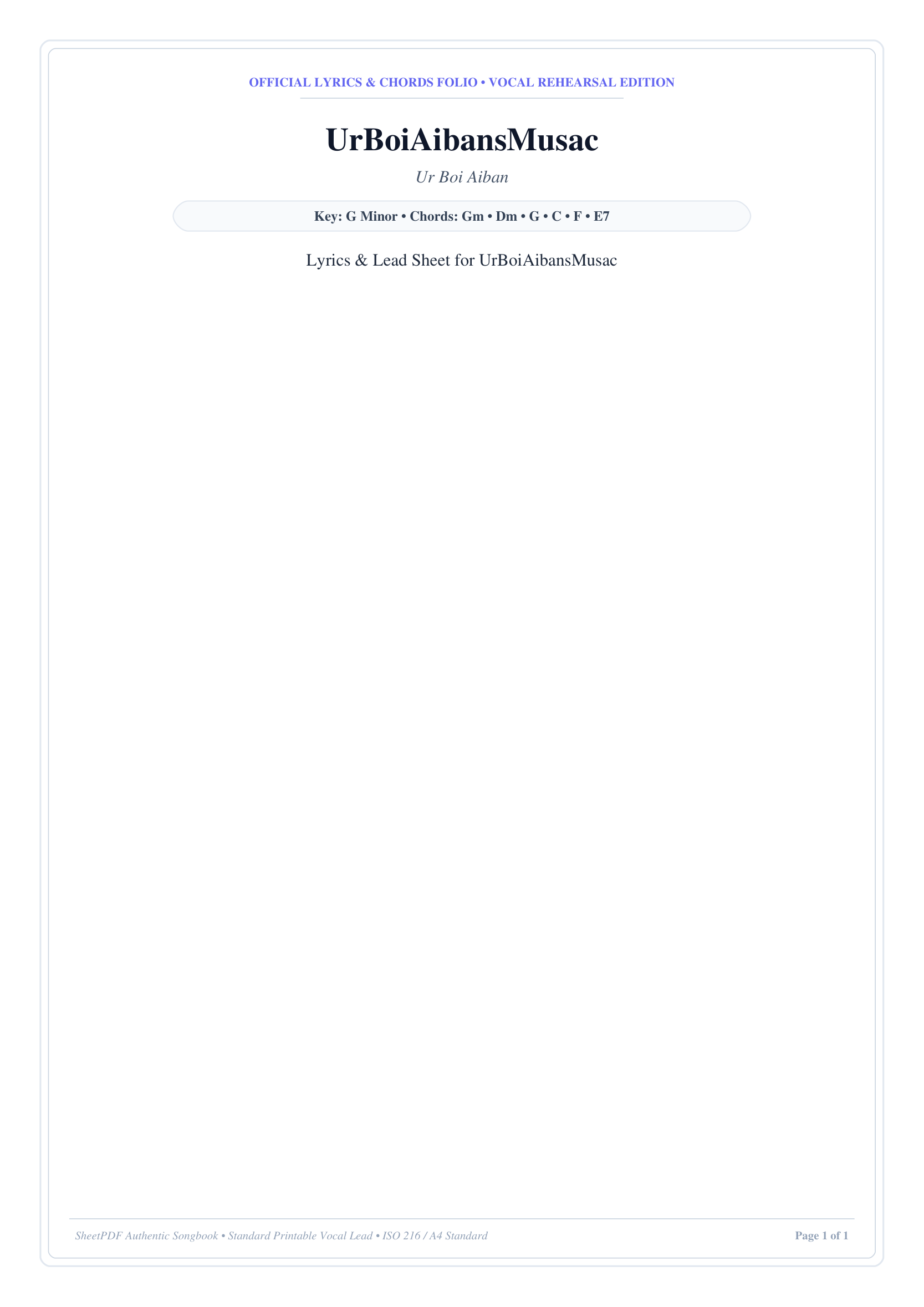 UrBoiAibansMusac Piano Sheet Music Page 1 Free PDF