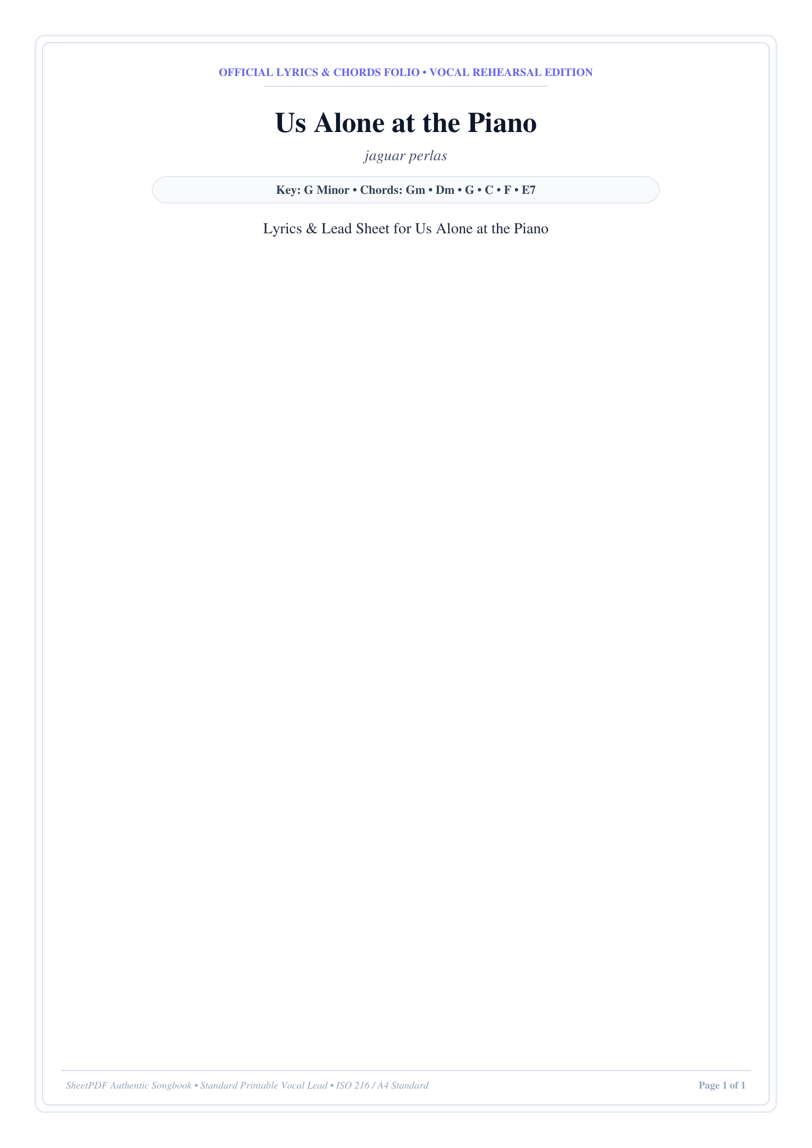 Us Alone at the Piano Piano Sheet Music Page 1 Free PDF
