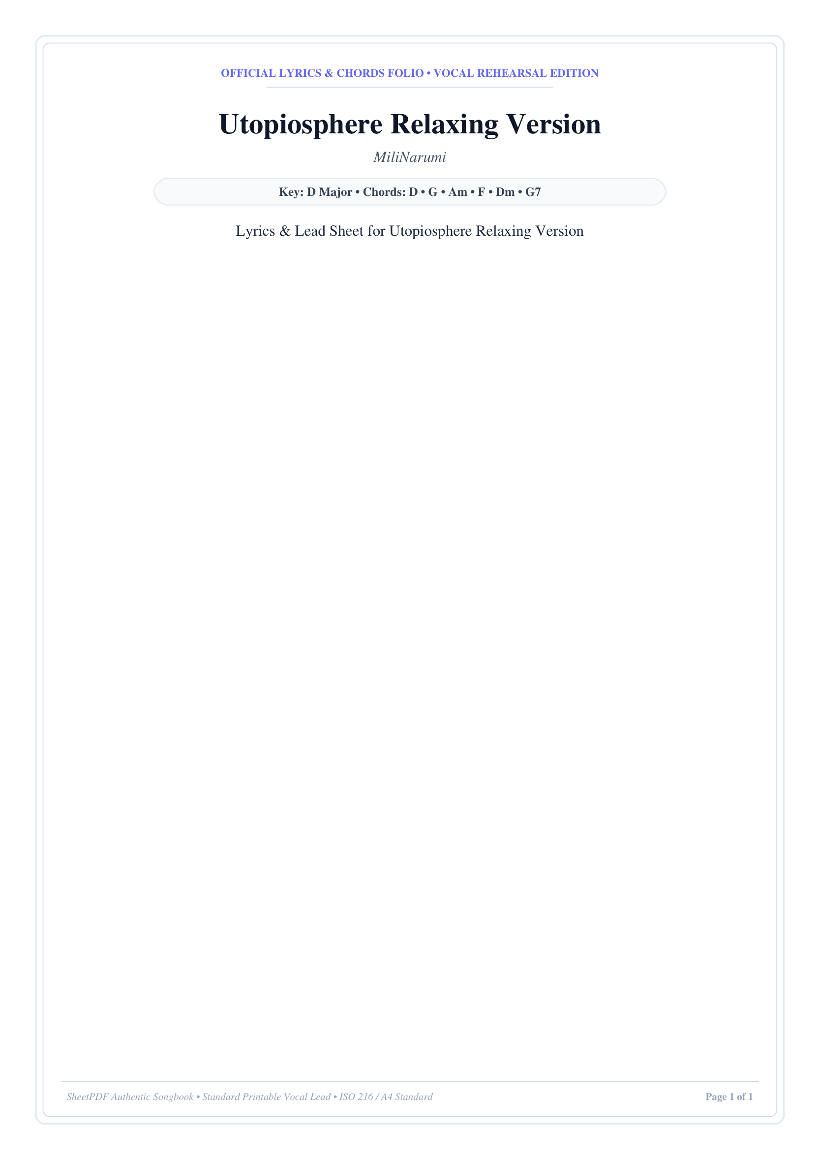 Utopiosphere Relaxing Version Piano Sheet Music Page 1 Free PDF