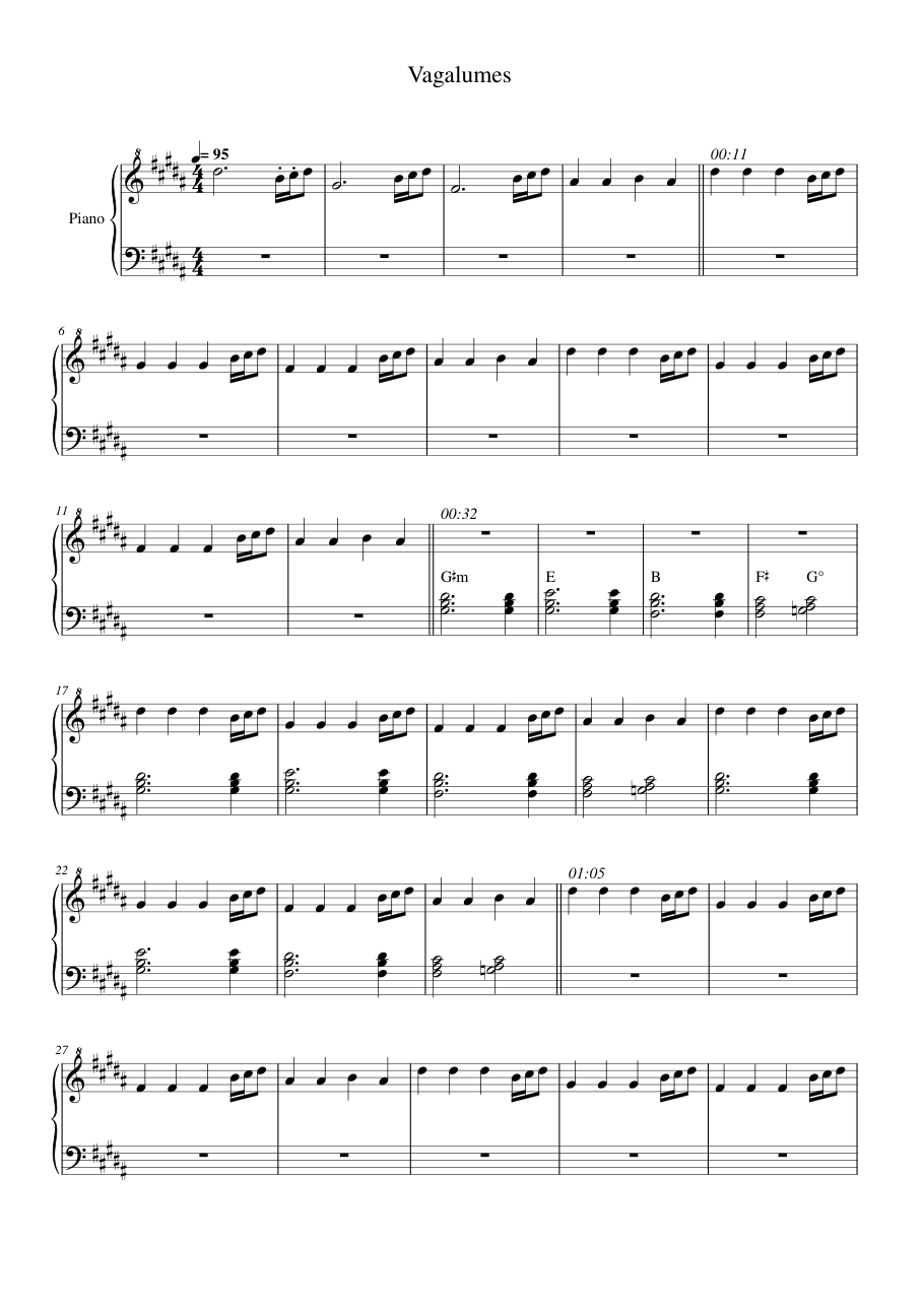Vagalumes Piano Sheet Music Page 1 Free PDF
