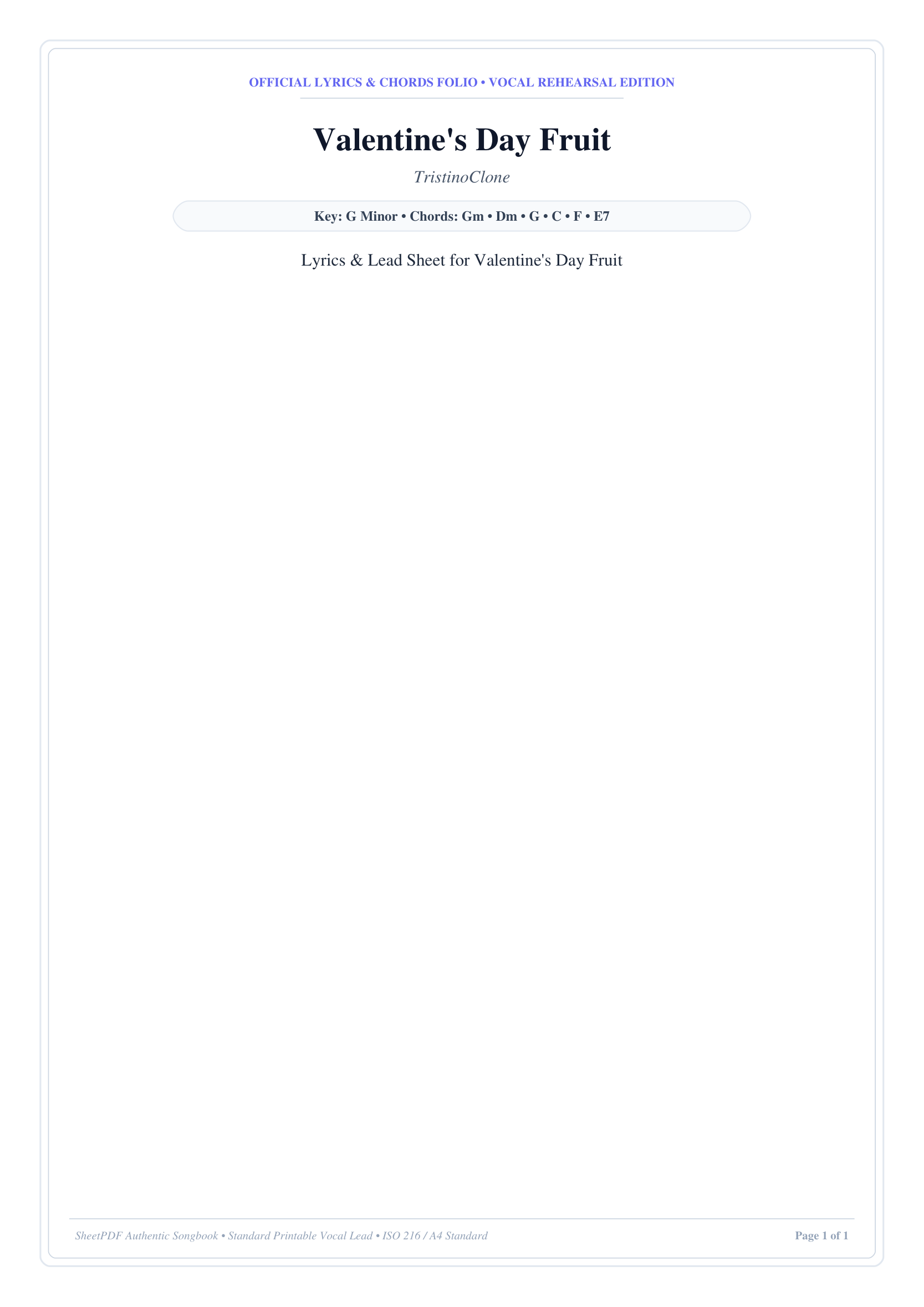 Valentine's Day Fruit Piano Sheet Music Page 1 Free PDF