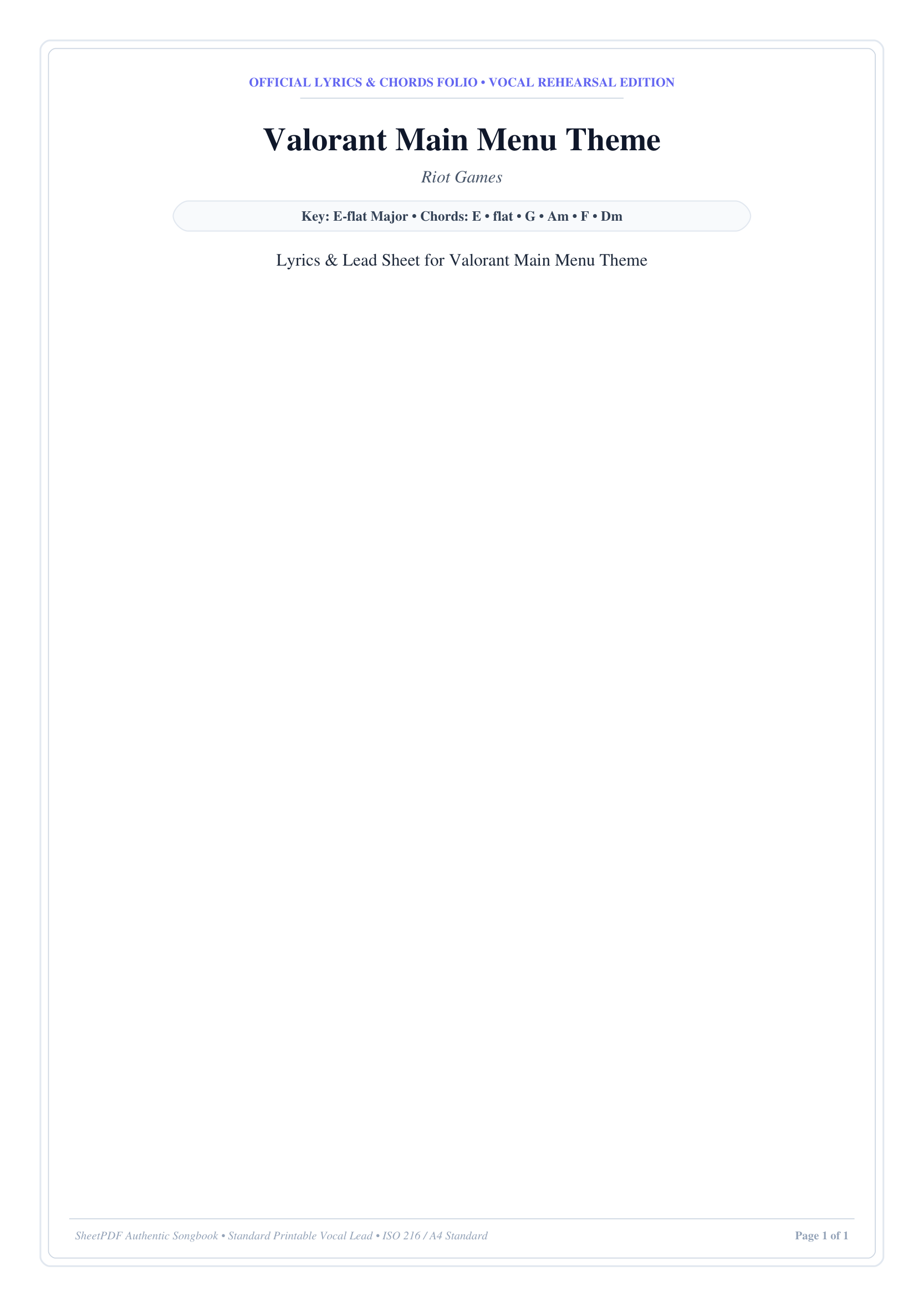 Valorant Main Menu Theme Piano Sheet Music Page 1 Free PDF