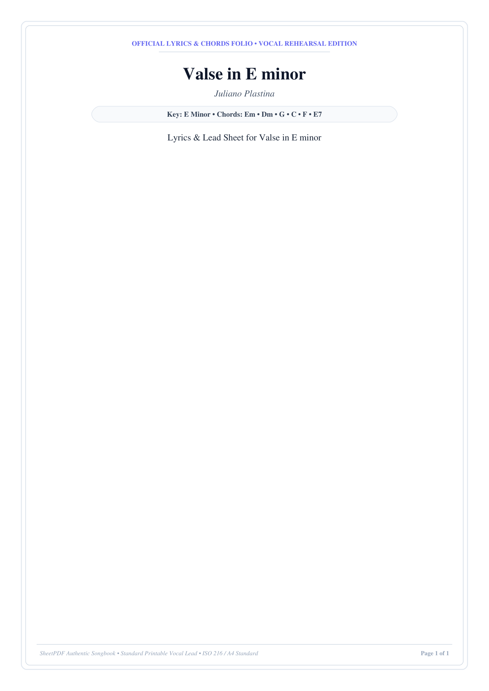Valse in E minor Piano Sheet Music Page 1 Free PDF