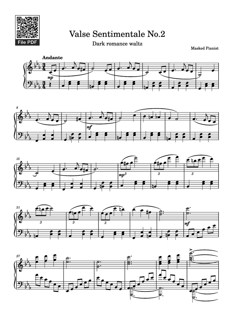 Valse Sentimentale Op. 50, No. 13 Piano Sheet Music Page 1 Free PDF
