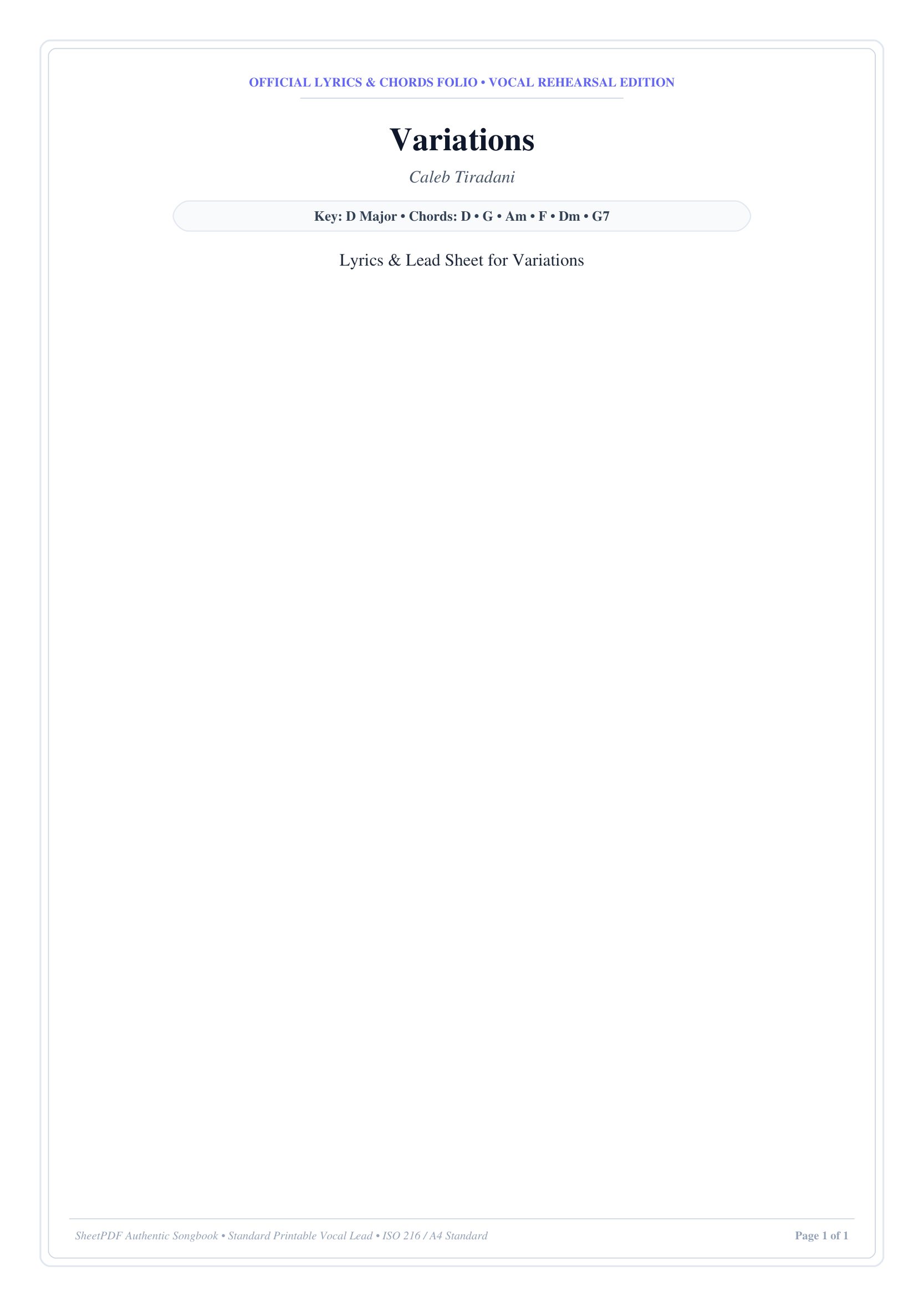 Variations Lyrics & Chords Folio
