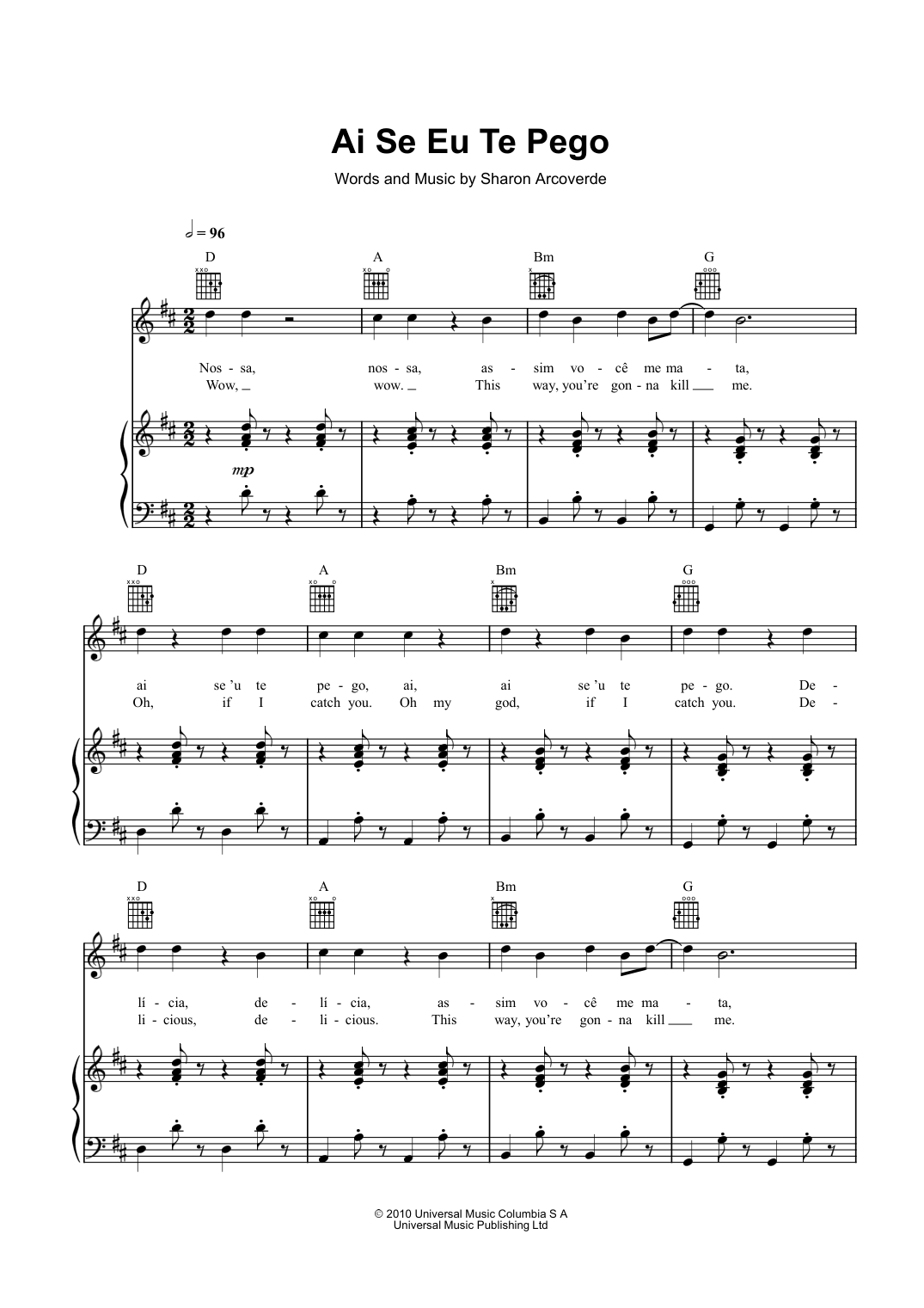 Ai Se Eu Te Pego Partitura Michel Telo Piano Sheet Music Page 1 Free PDF