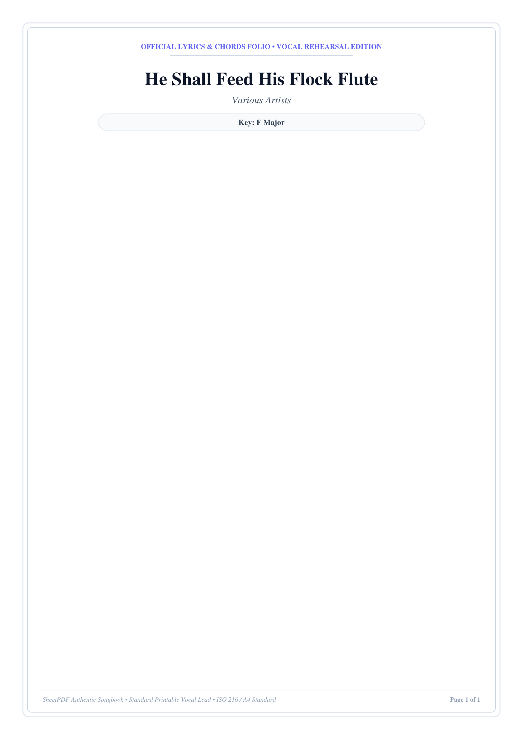 He Shall Feed His Flock Flute Piano Sheet Music Page 1 Free PDF