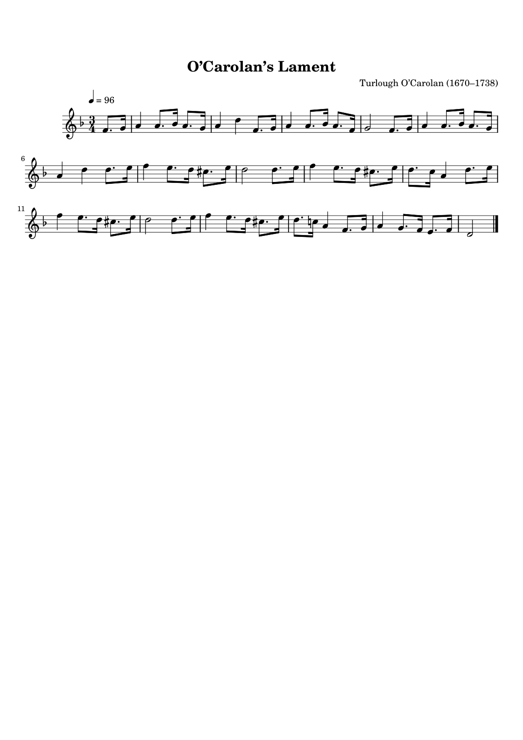 O'Carolan's Lament Flute Piano Sheet Music Page 1 Free PDF