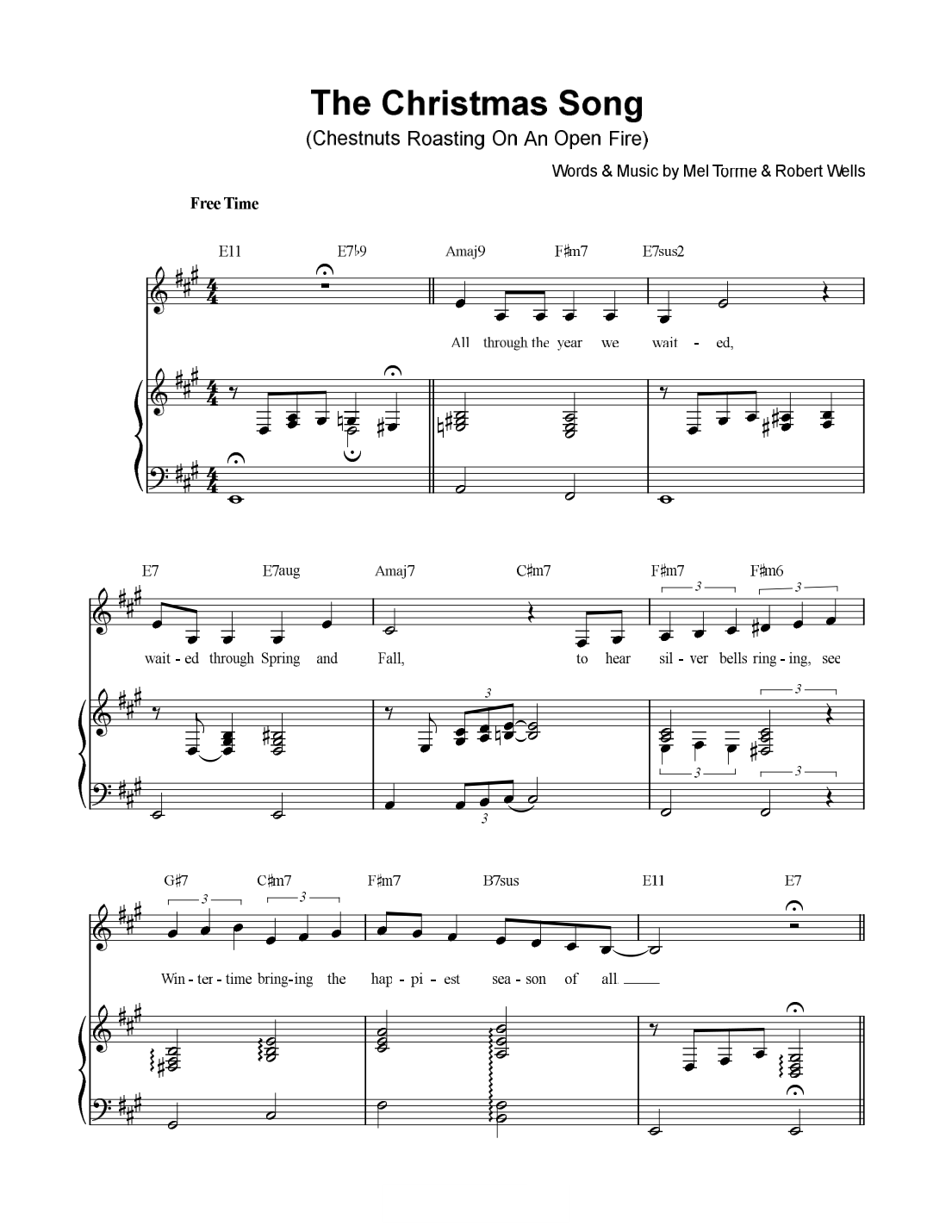 The Christmas Song Piano Sheet Music Page 1 Free PDF