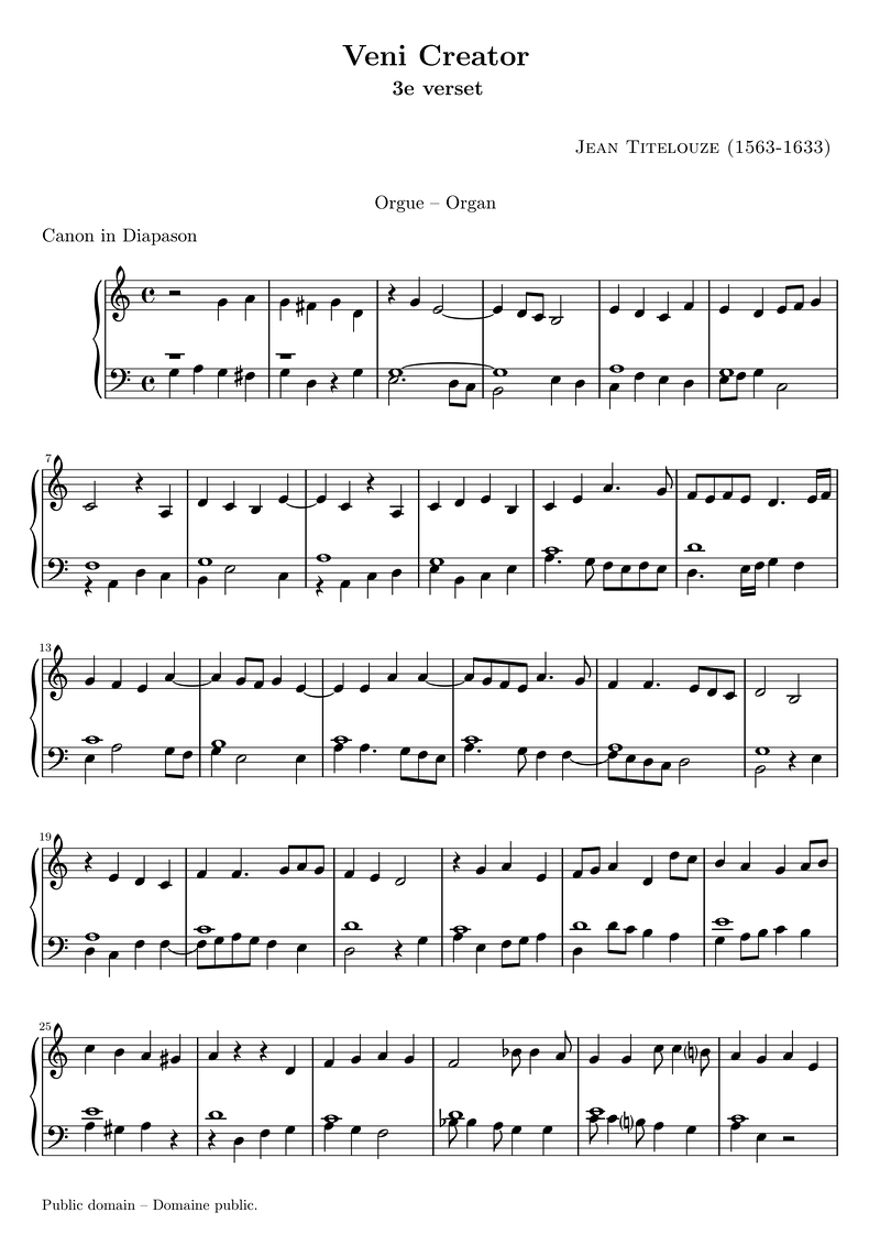 Veni Creator 3E Verset Piano Sheet Music Page 1 Free PDF