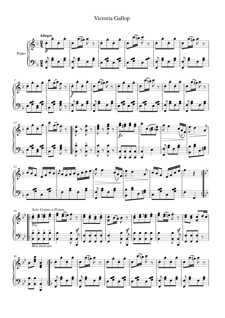 Victoria Gallop Piano Sheet Music Score Page 1