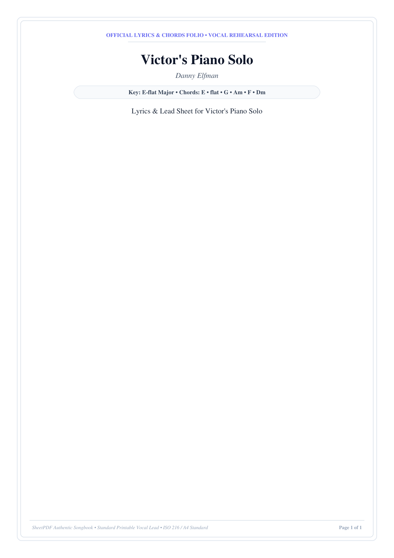 Victor's Piano Solo Piano Sheet Music Page 1 Free PDF