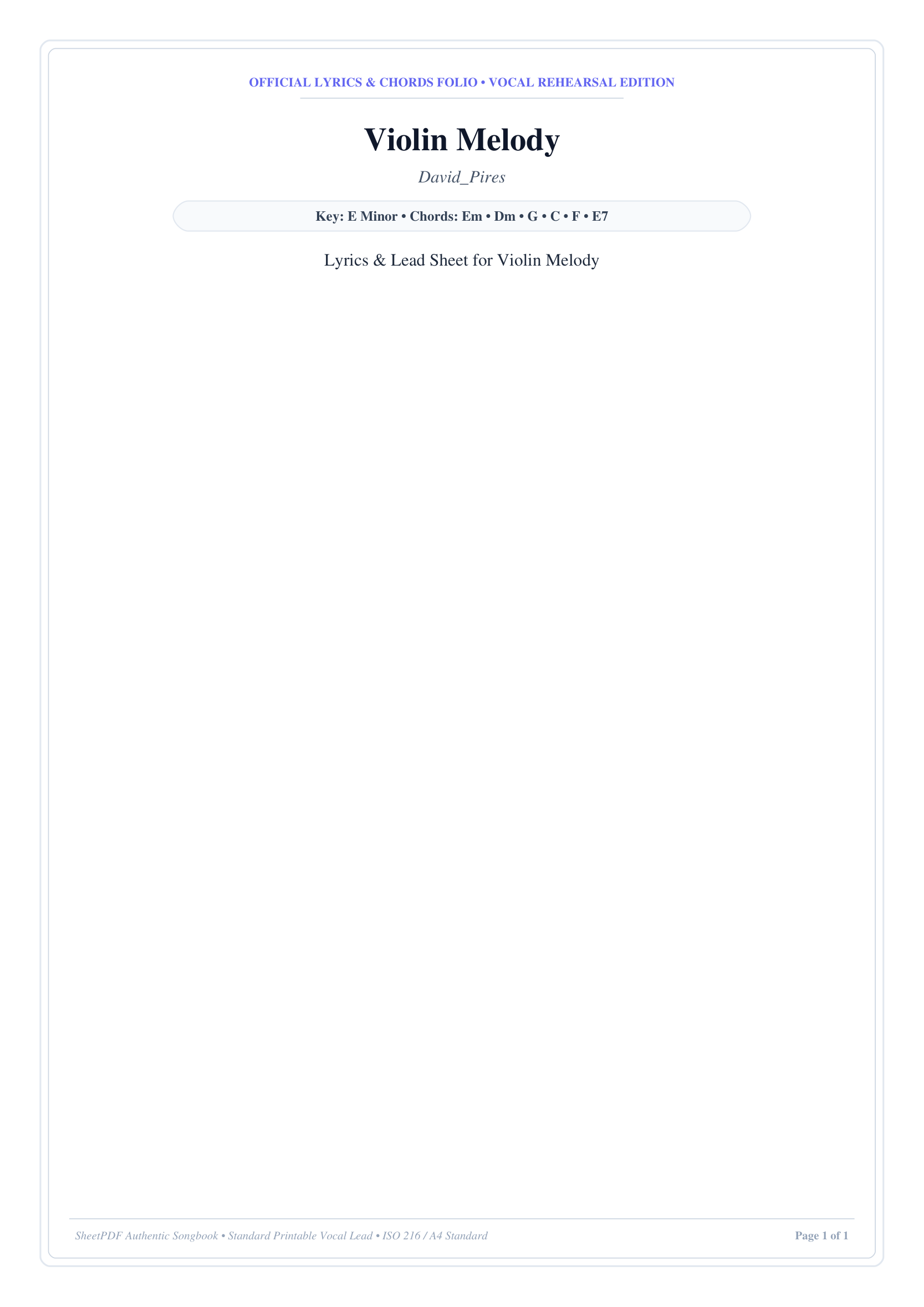 Violin Melody Piano Sheet Music Page 1 Free PDF