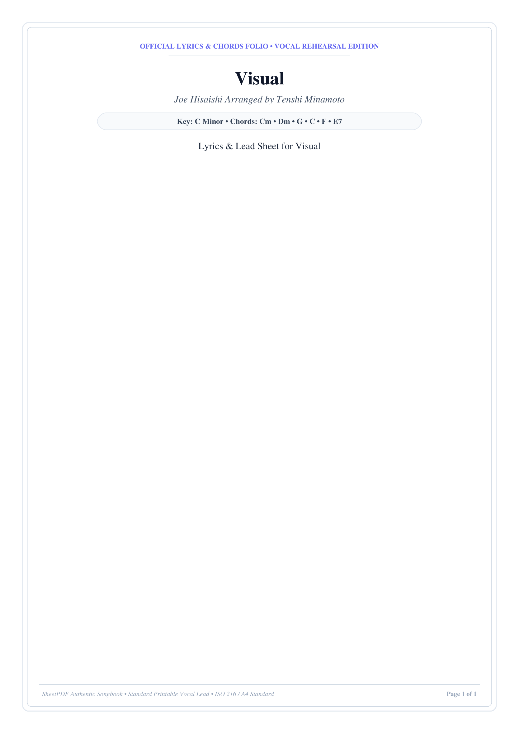 Visual Piano Sheet Music Page 1 Free PDF