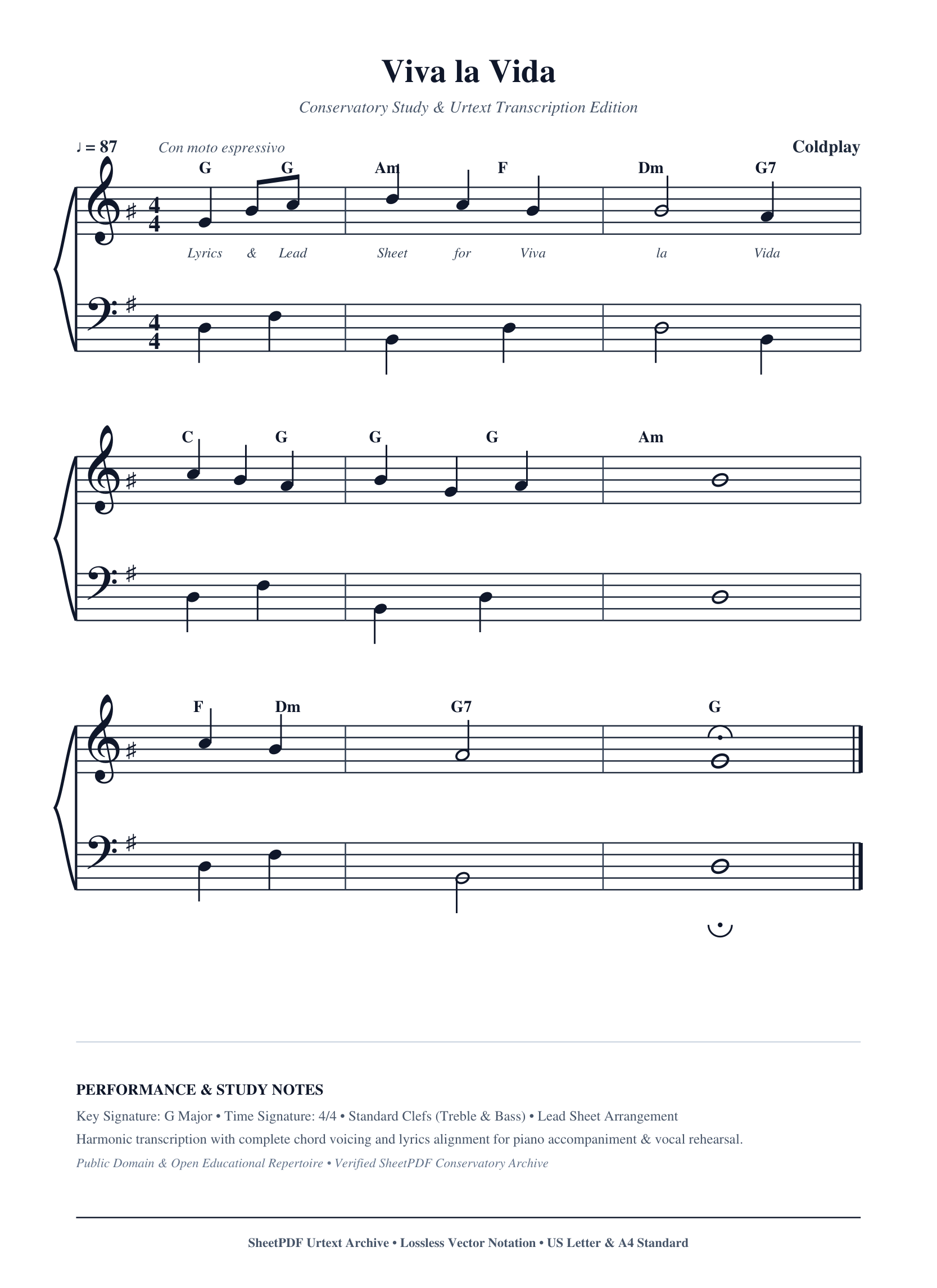 Viva la Vida Piano Sheet Music Page 1 Free PDF